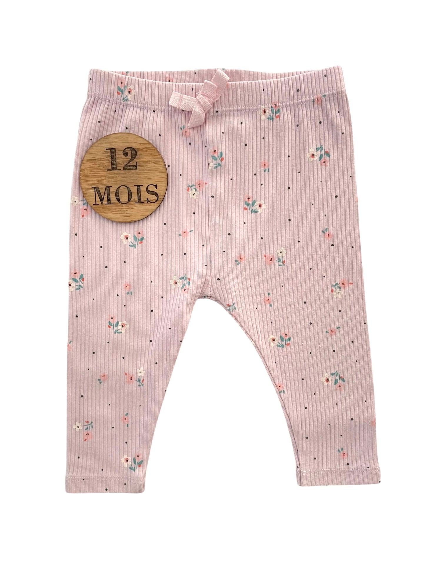 Legging côtelé rose fleuri, Zara