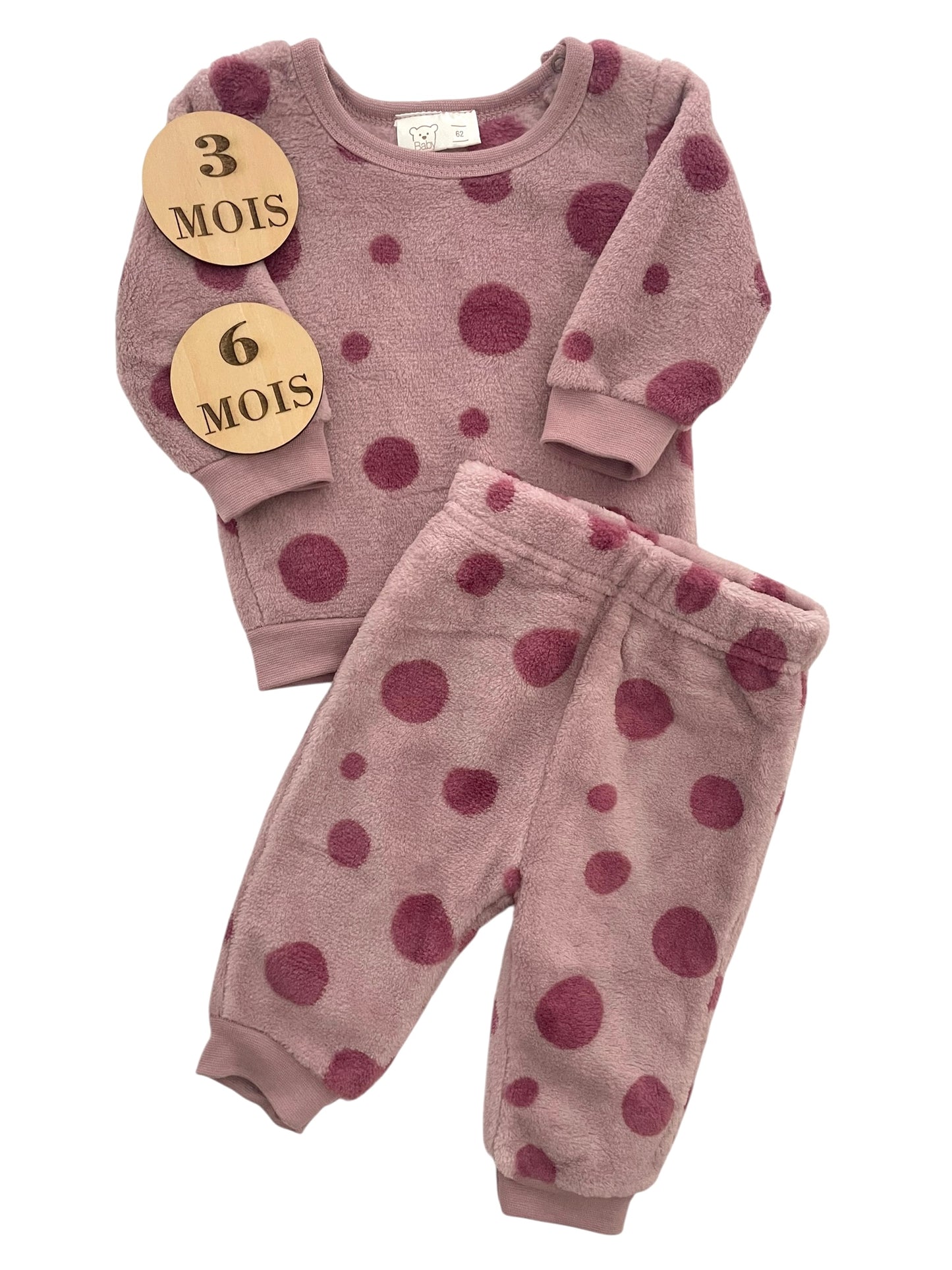 pyjama polaire, rose à pois, Baby