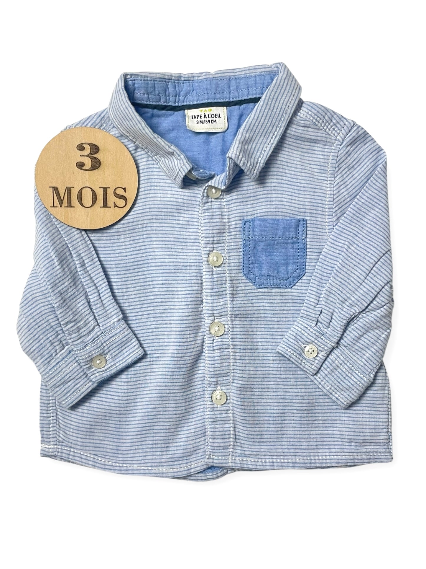 Chemise souple, rayée, bleu-clair, TAO