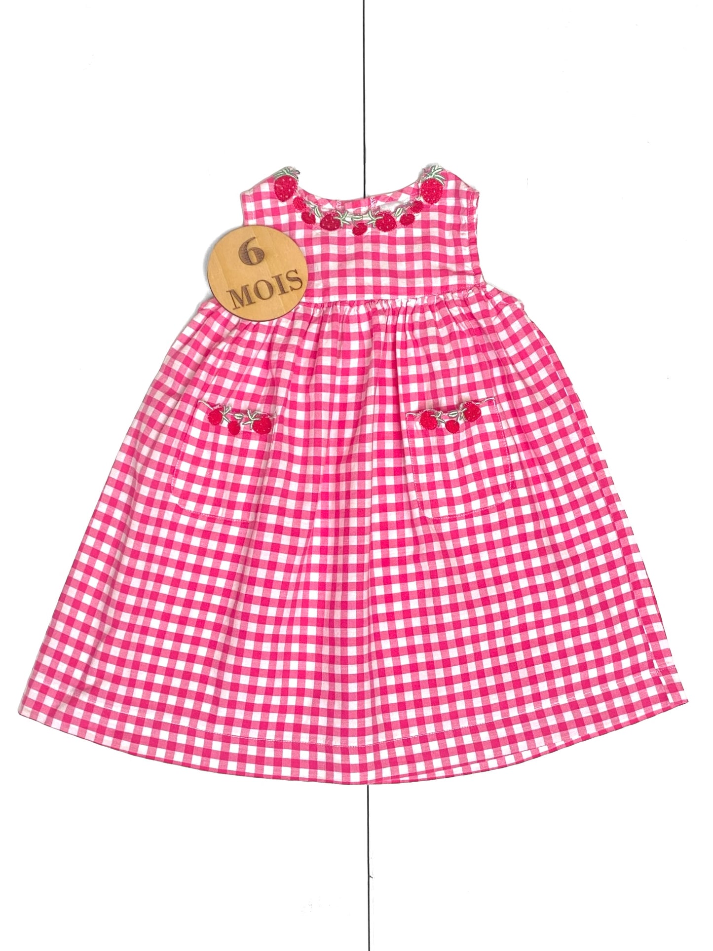 Robe rose vichy, fraise