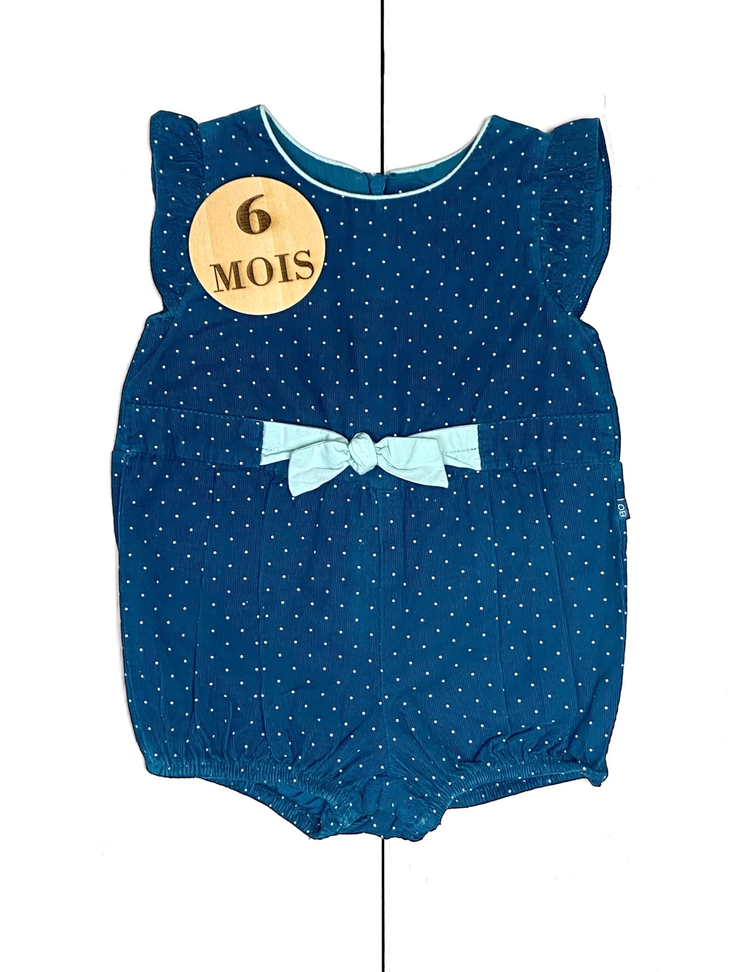 Combishort en velours, bleue à pois, Obaïbi