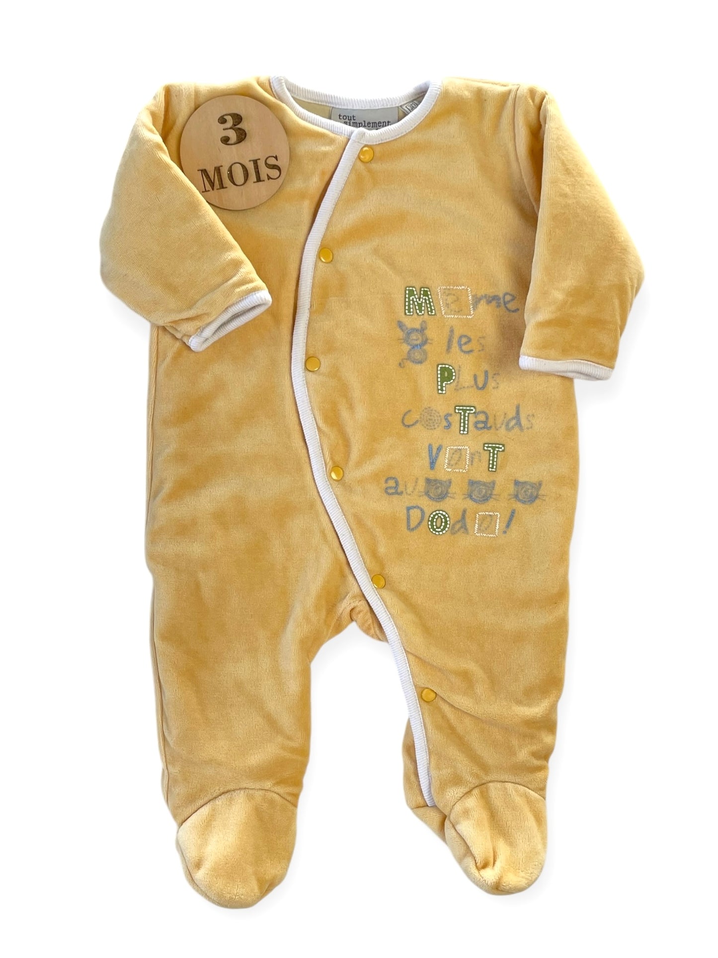 Pyjama velours épais / surpyjama, jaune, tout simplement