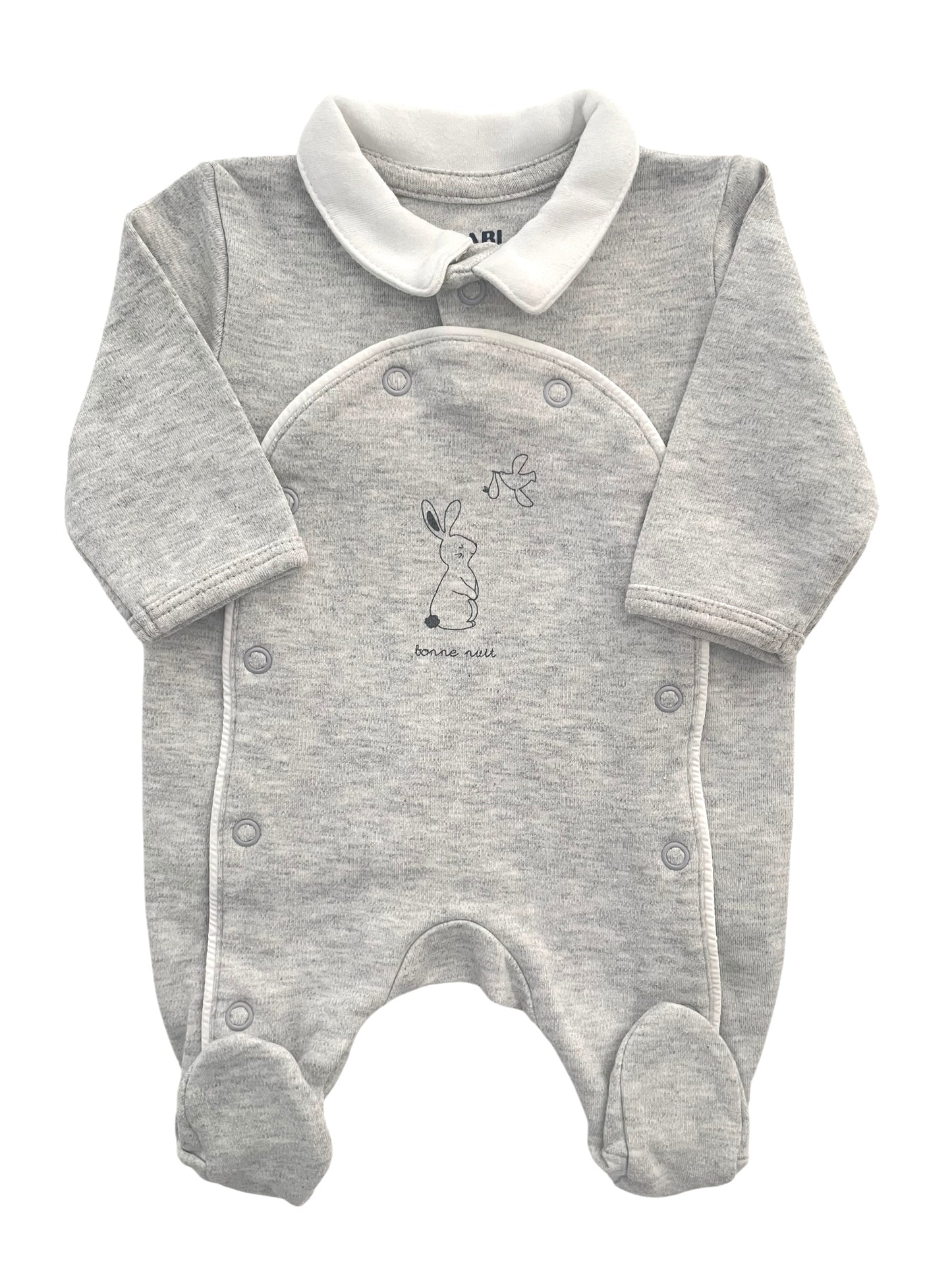 Pyjama coton épais, à col, gris, Kiabi