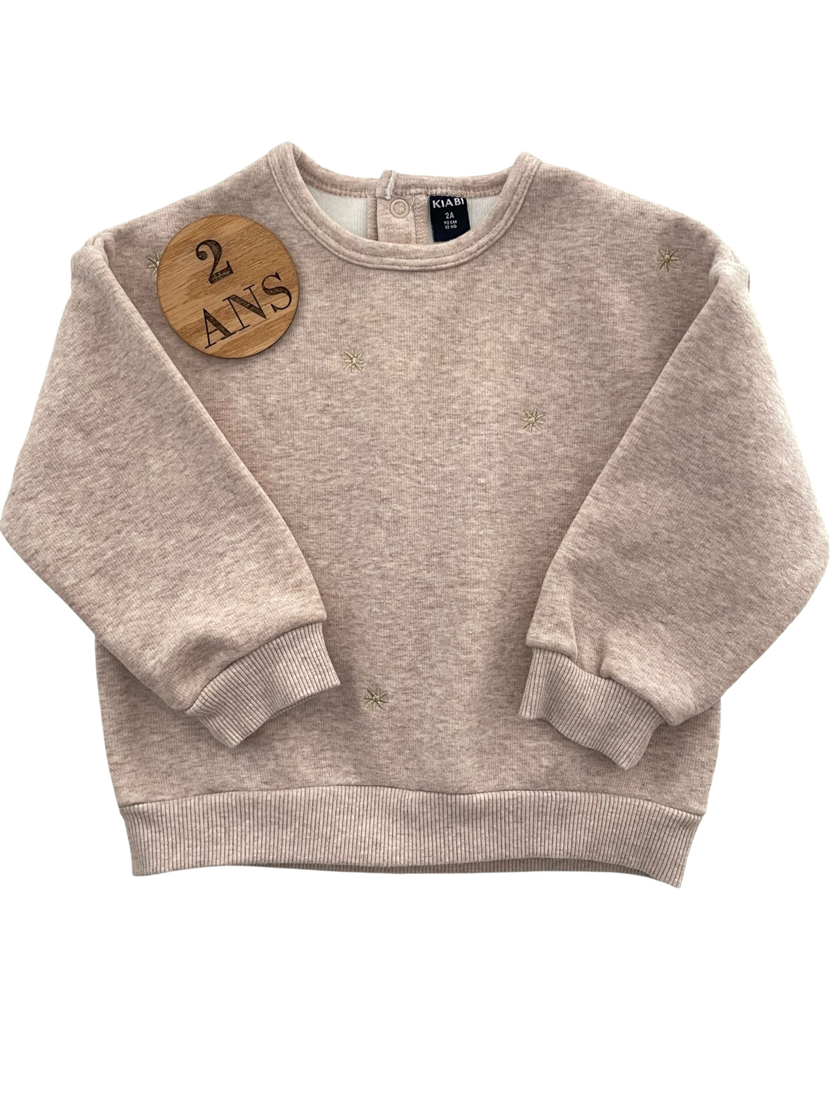 Sweat crème , étoiles, doublé polaire, Kiabi