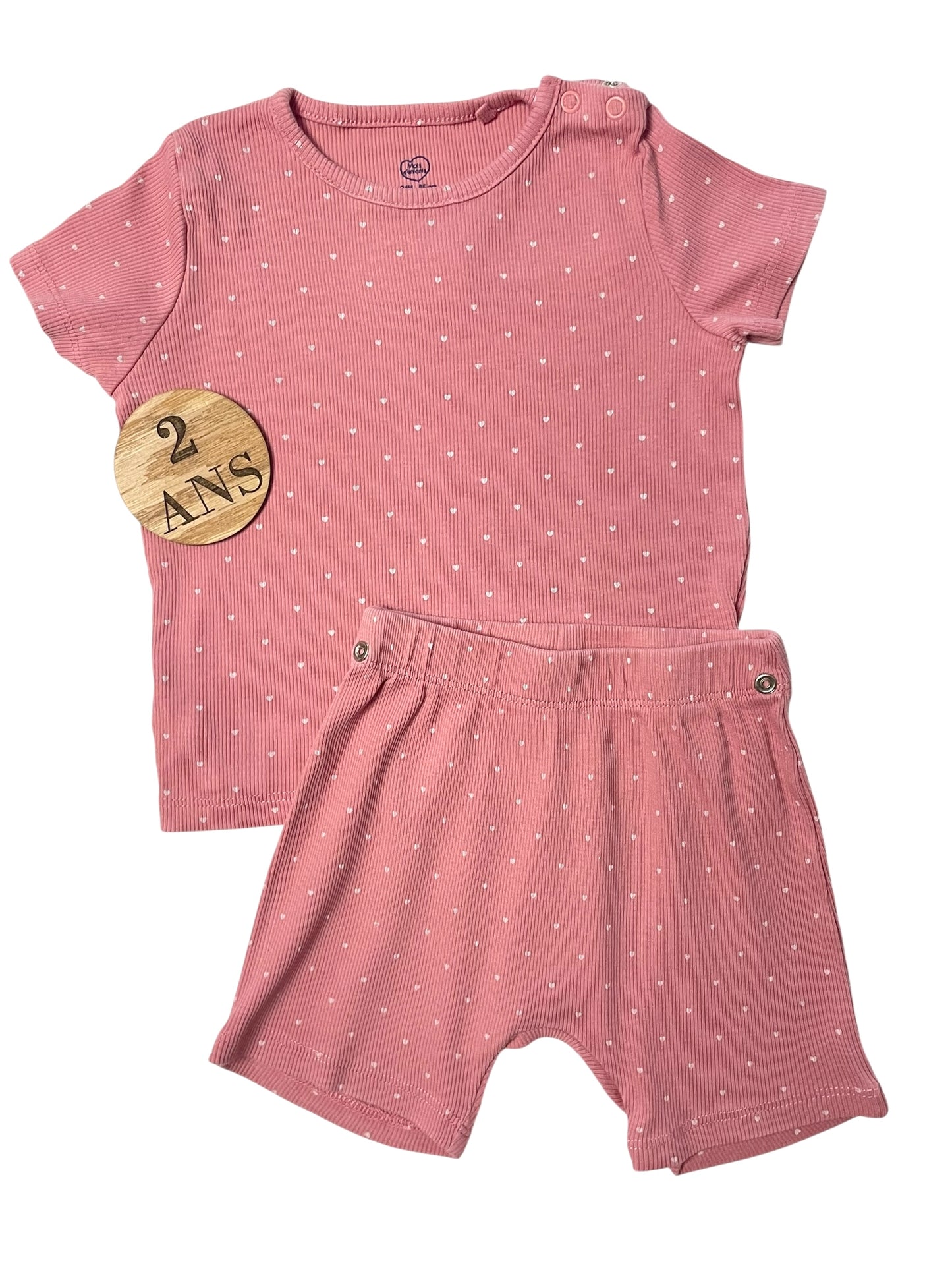 Pyjama coton, 2 pièces, rose