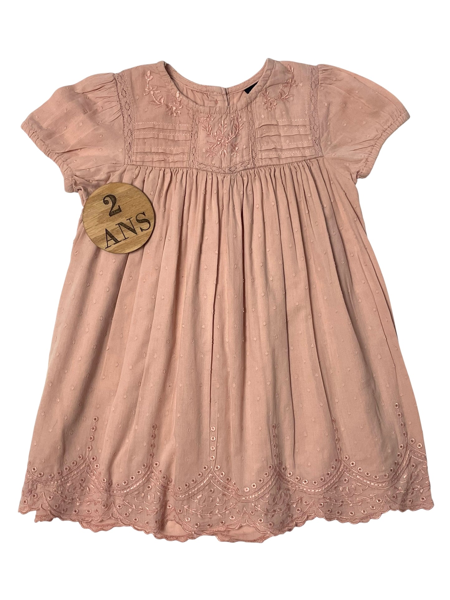 Robe beige/rose, doublée, Kiabi