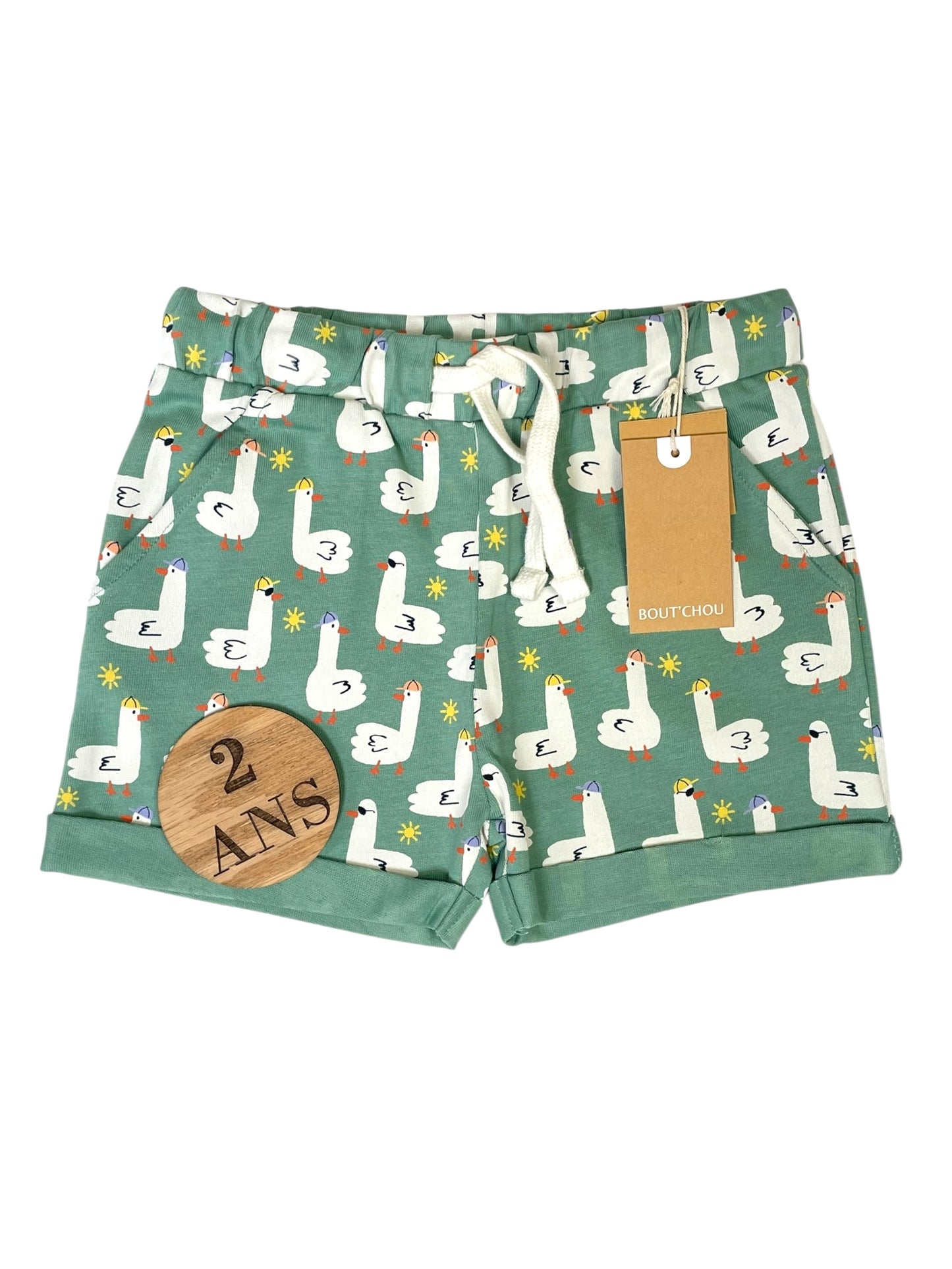 Short vert, mouettes, Bout’chou, NEUF
