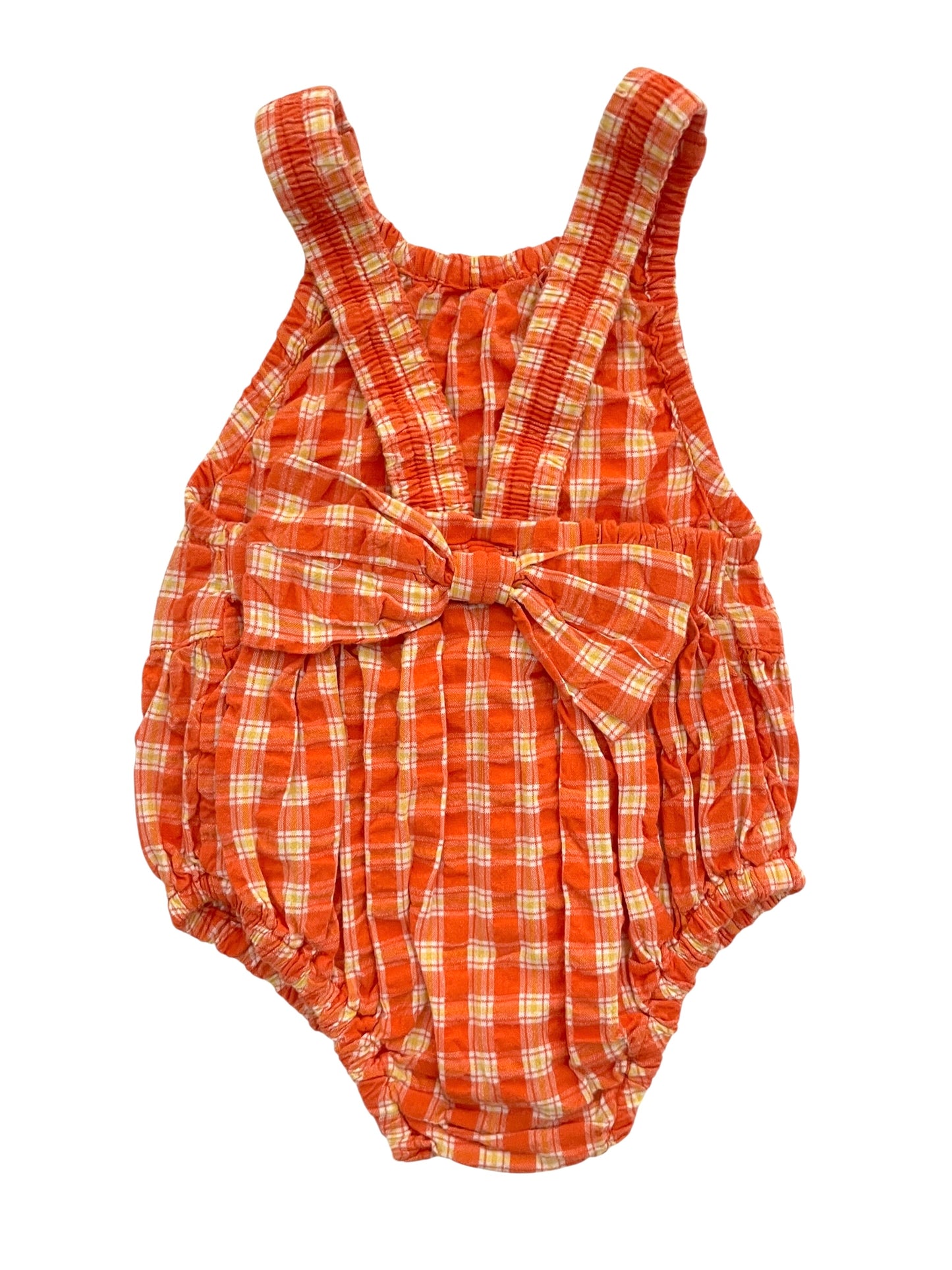 Barboteuse orange, vichy