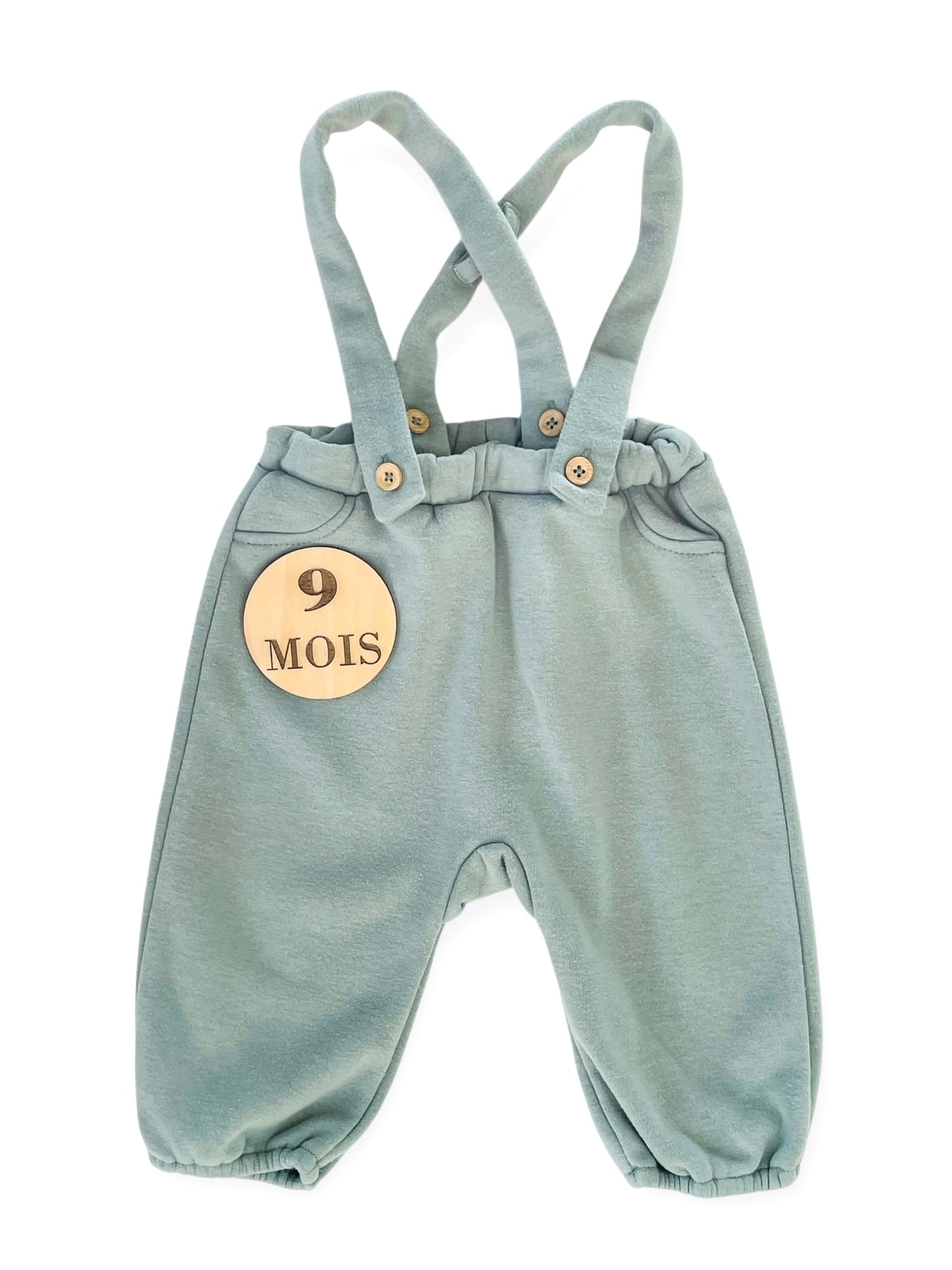 Pantalon à bretelle, vert d’eau, doublé polaire, TAO