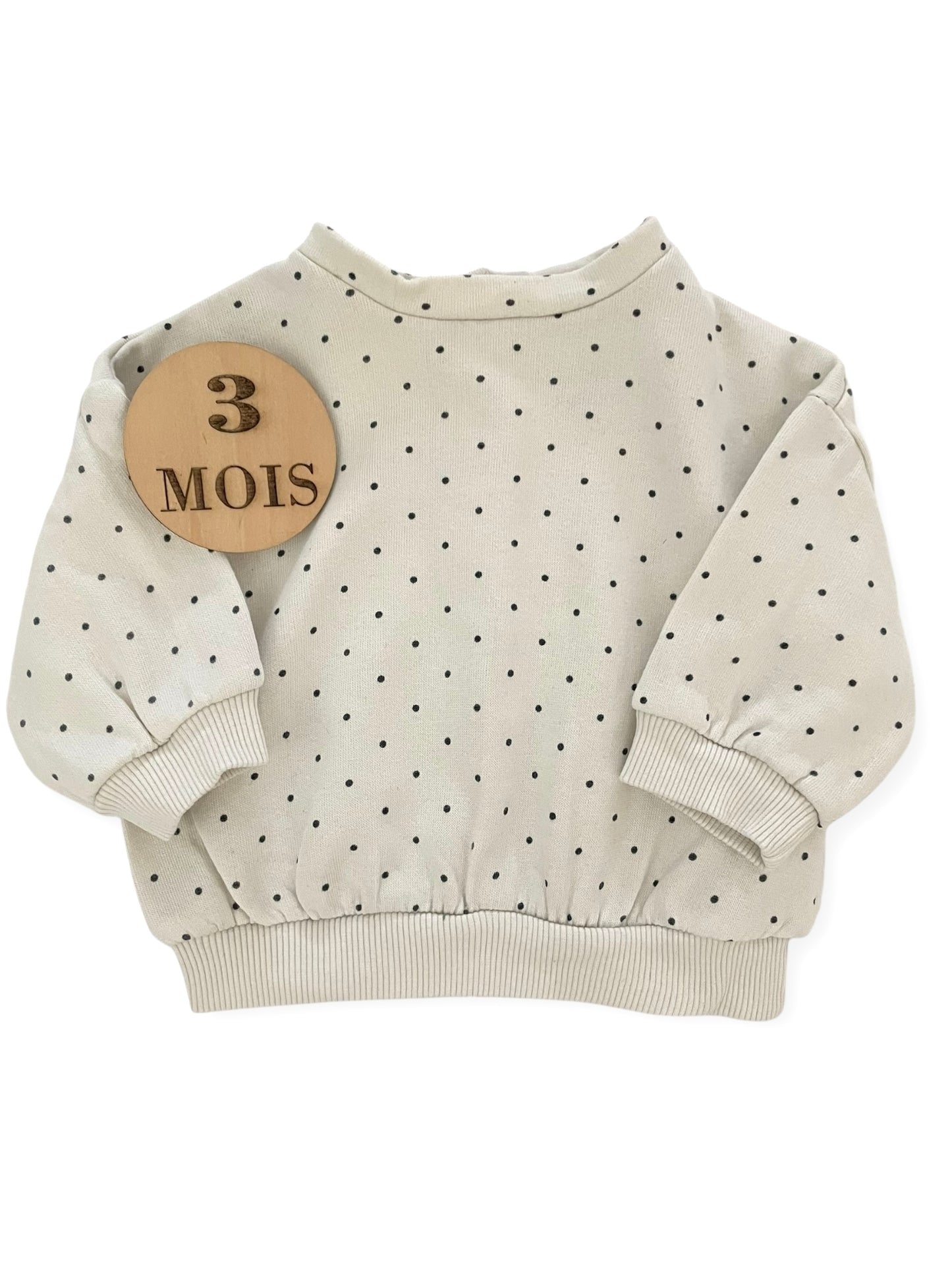 Sweat écru, à pois, Kiabi