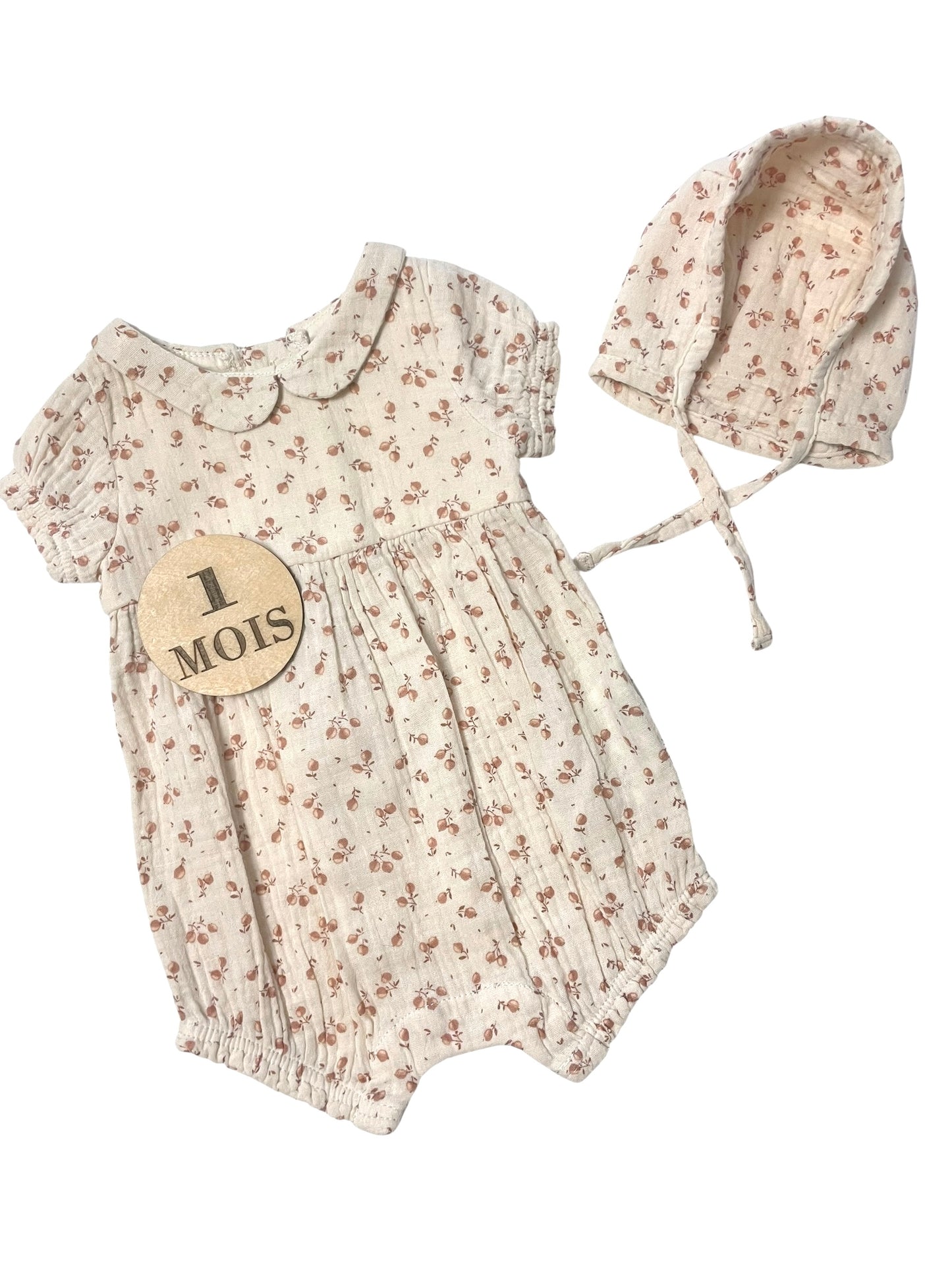 Combinaison gaze de coton + chapeau, Kiabi