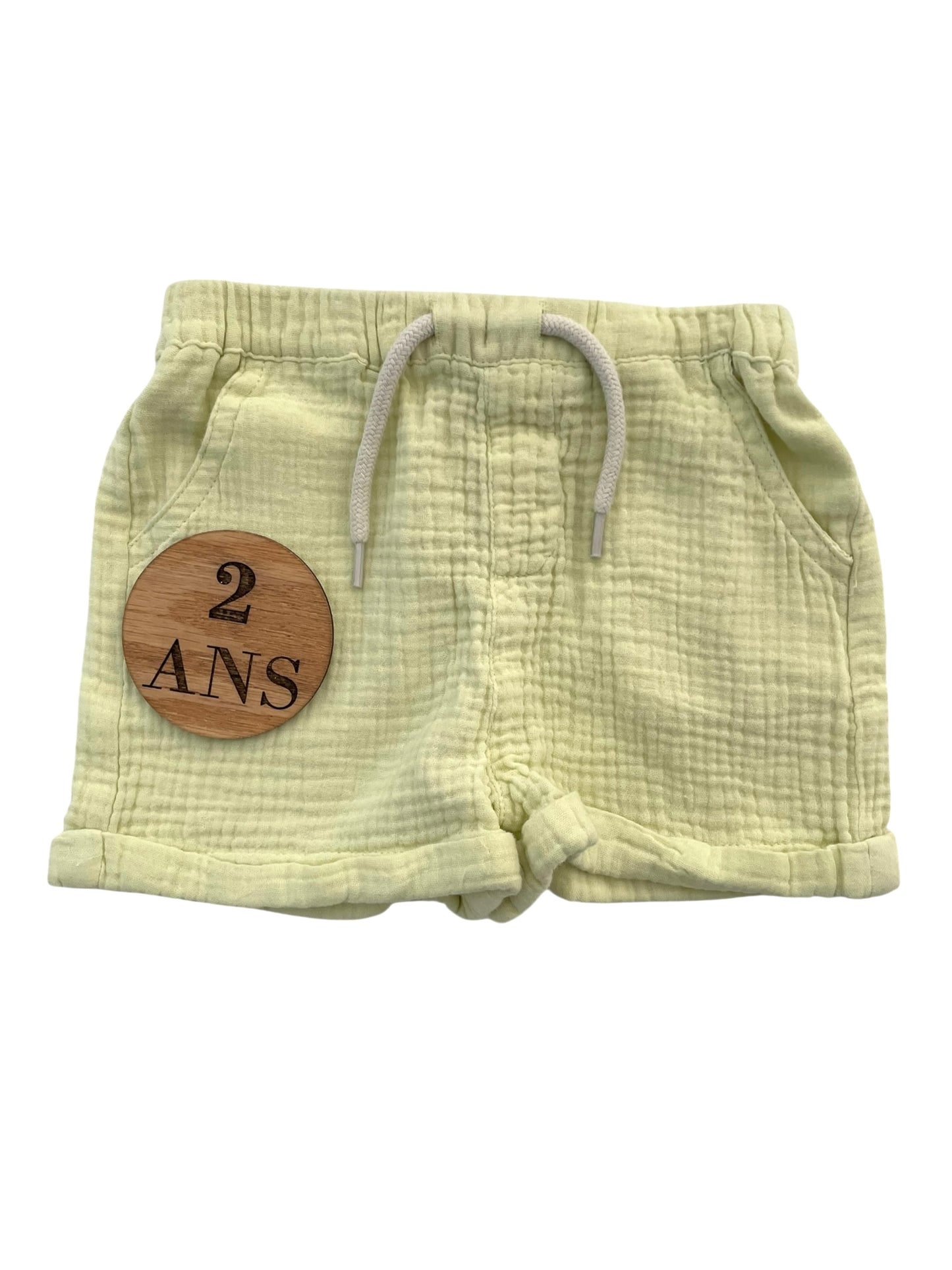 Short gaze de coton, jaune pale, Vertbaudet