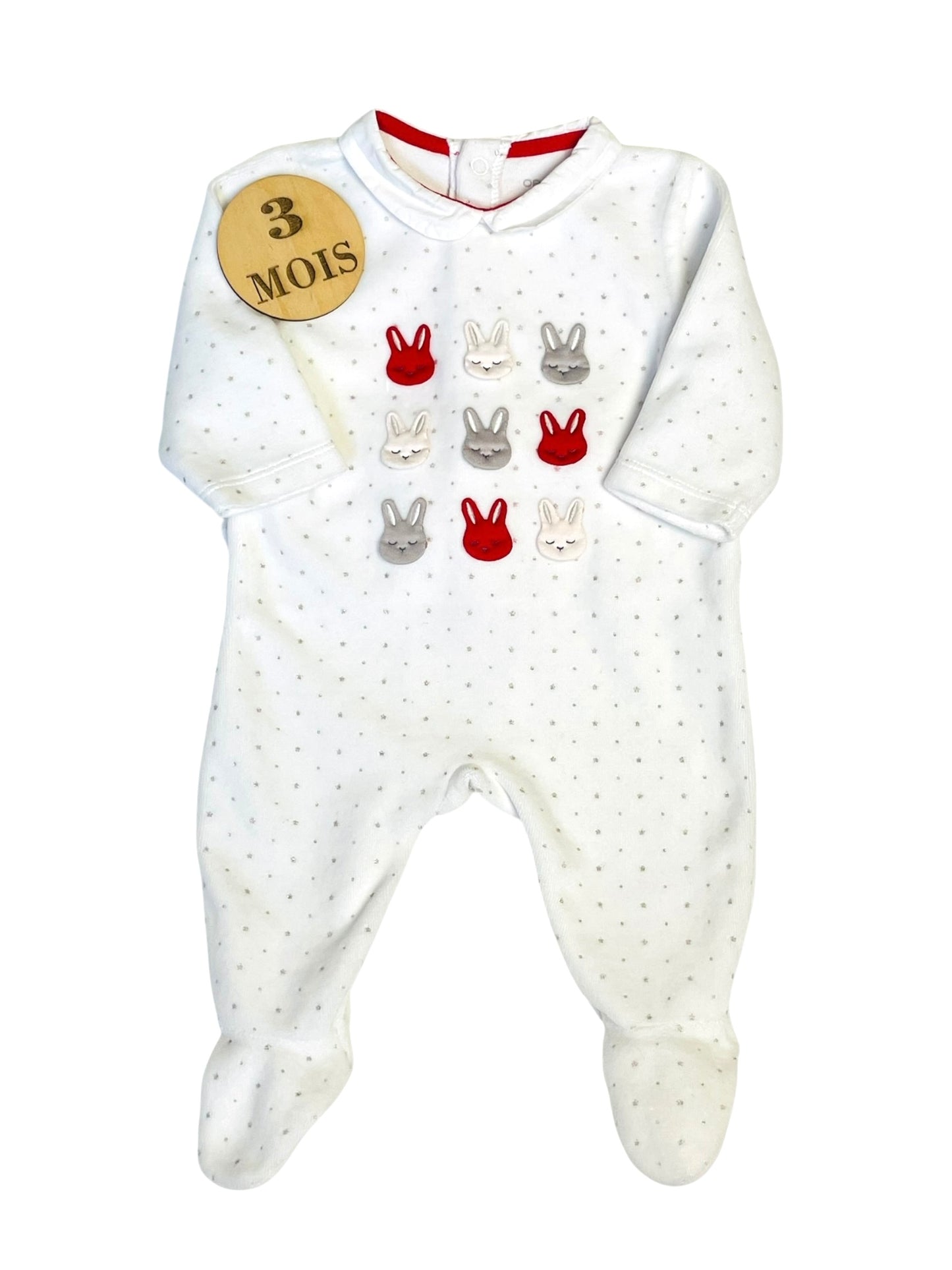 Pyjama velours, rouge et blanc, Obaïbi