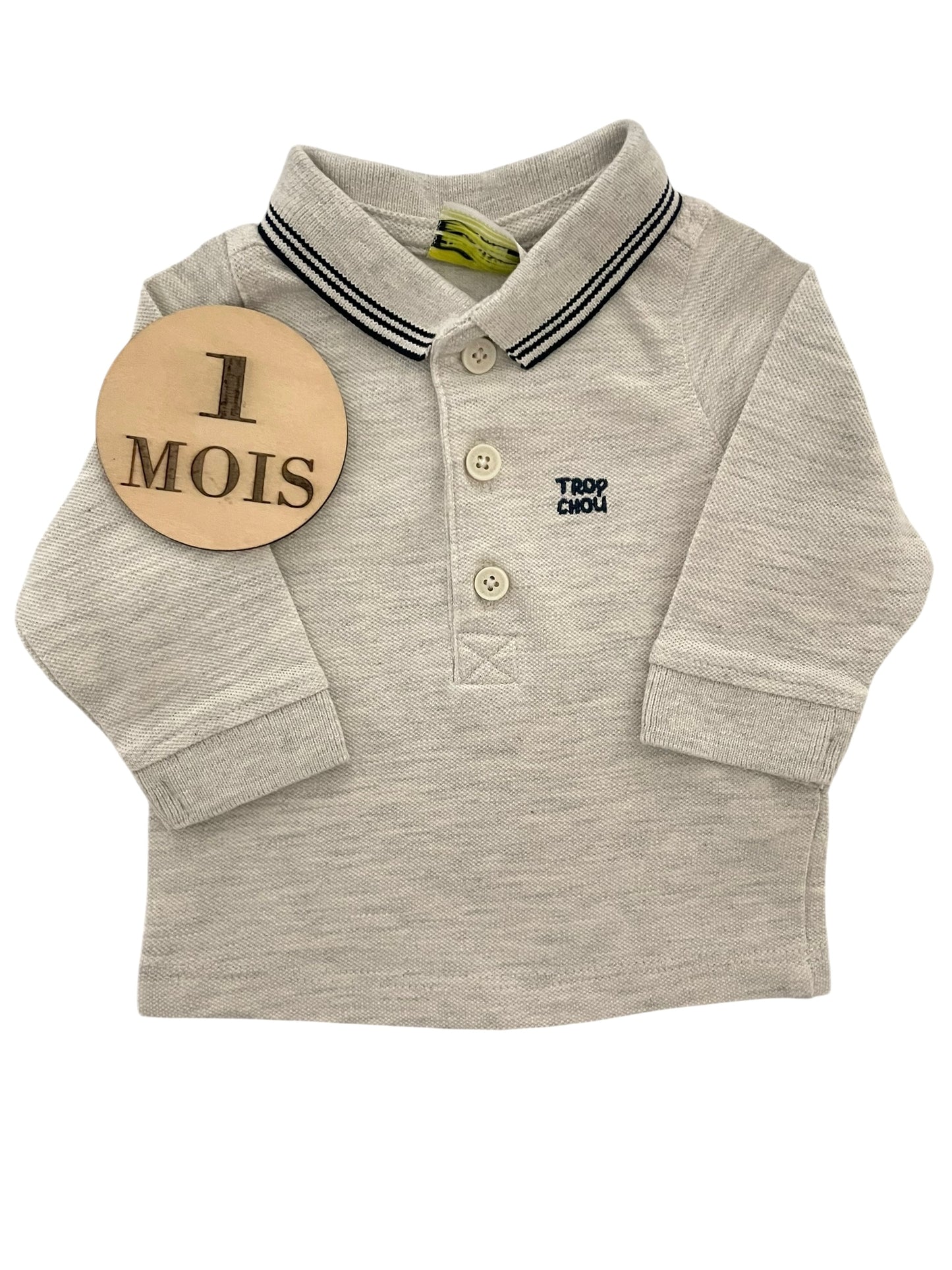 Polo gris/beige, chiné, TAO