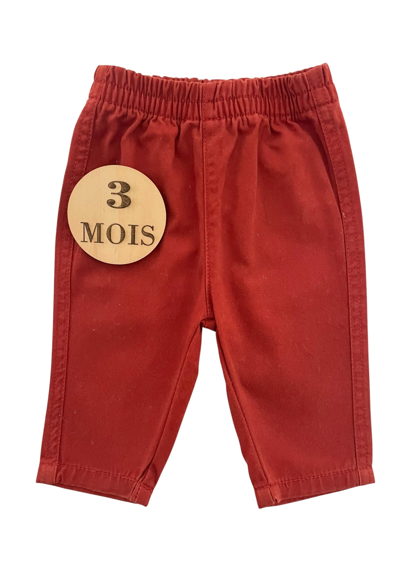 Jean, rouge, taille élastique