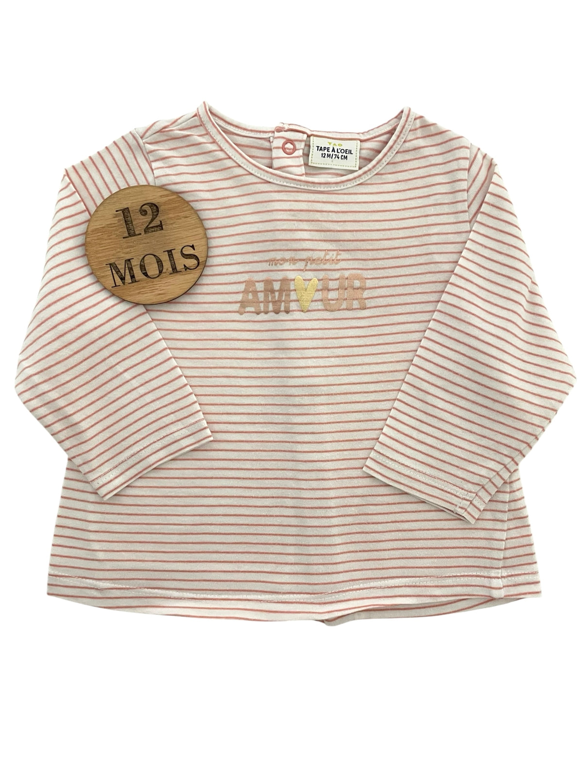 Tee-shirt rayé rose, amour, TAO