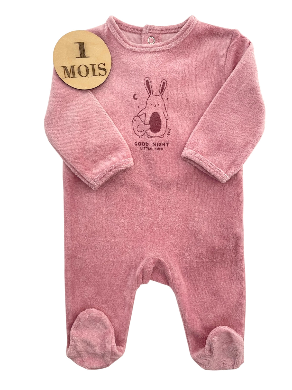 Pyjama velours rose, lapin, Kiabi