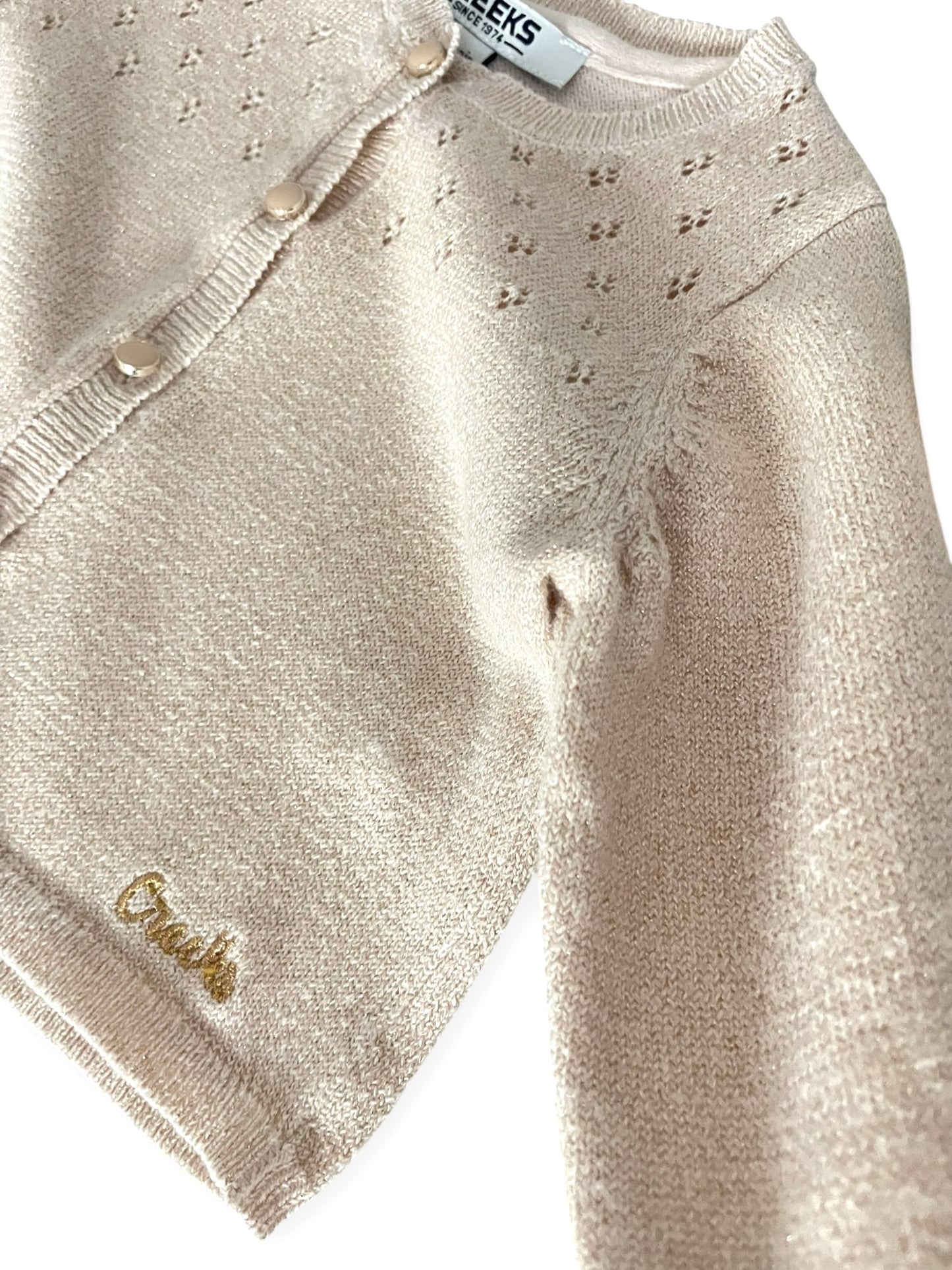 Gilet beige/ rose, pailleté , Creeks