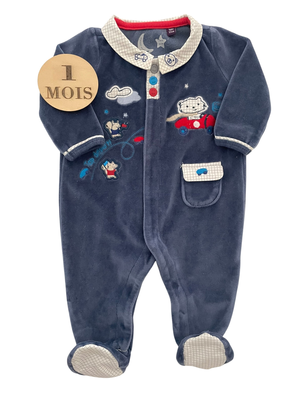Pyjama velours bleu à col, Sergent Major
