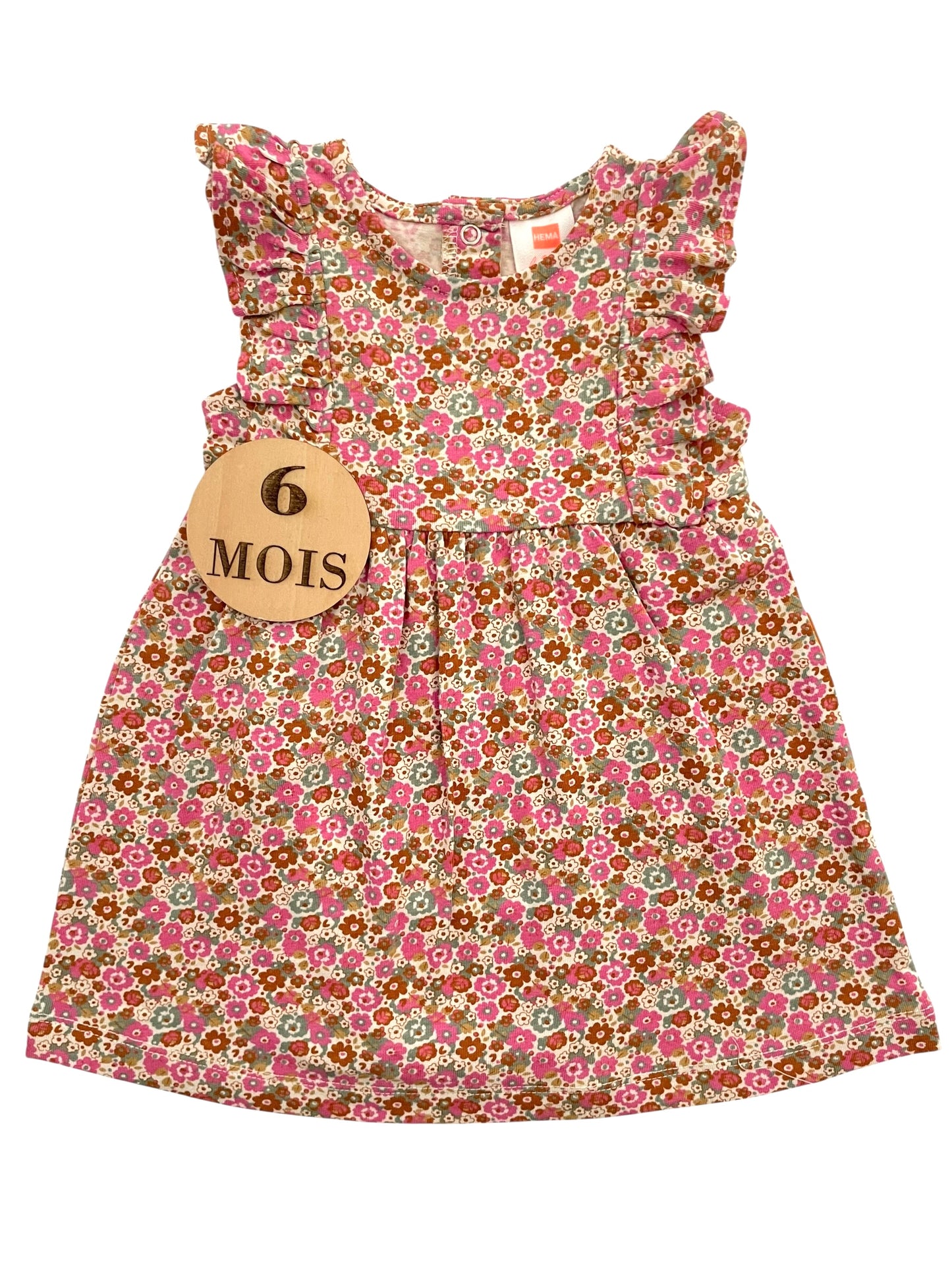 Robe fleurie, body intégré, Hema