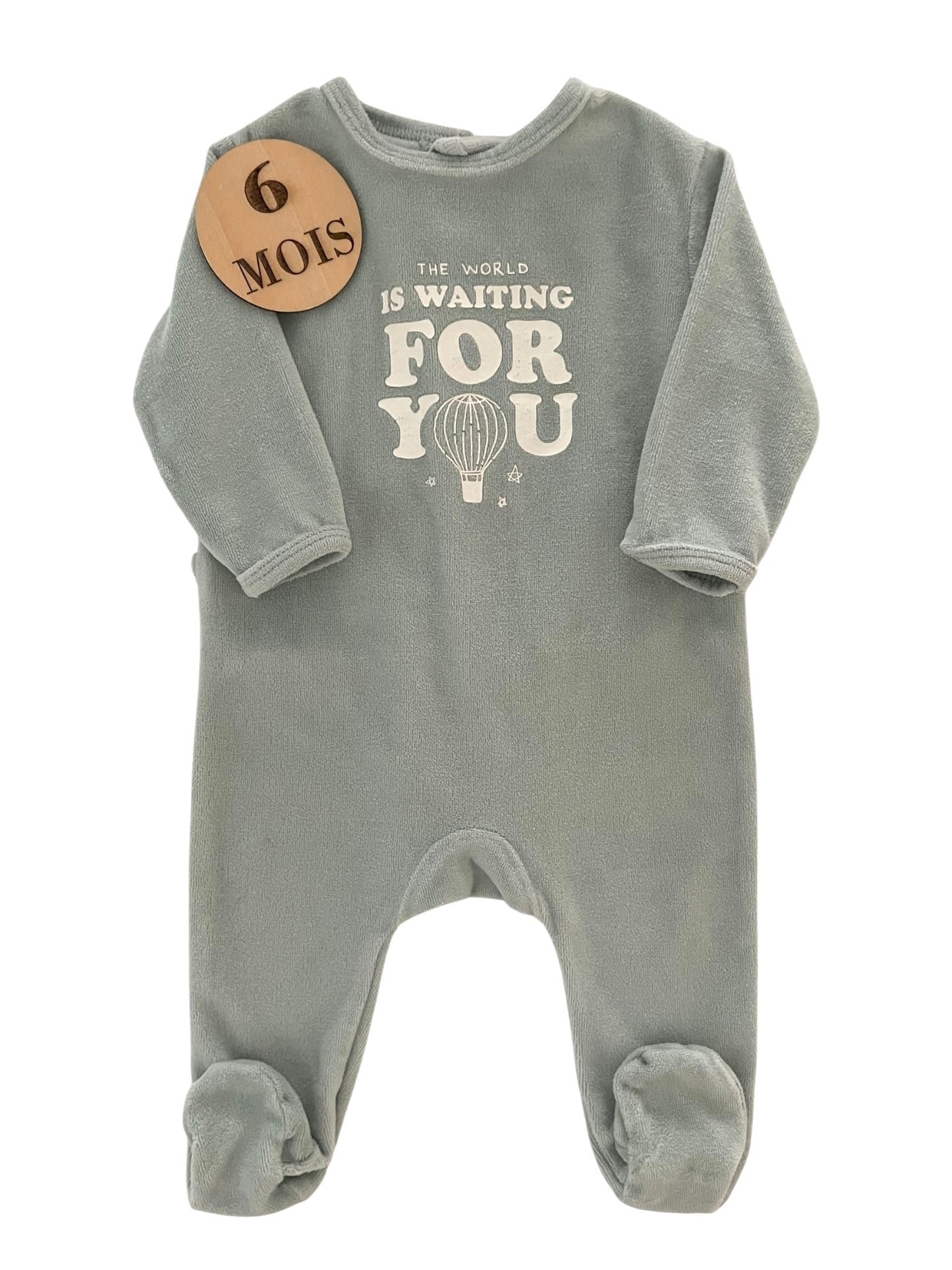 Pyjama velours bleu-gris, Kiabi
