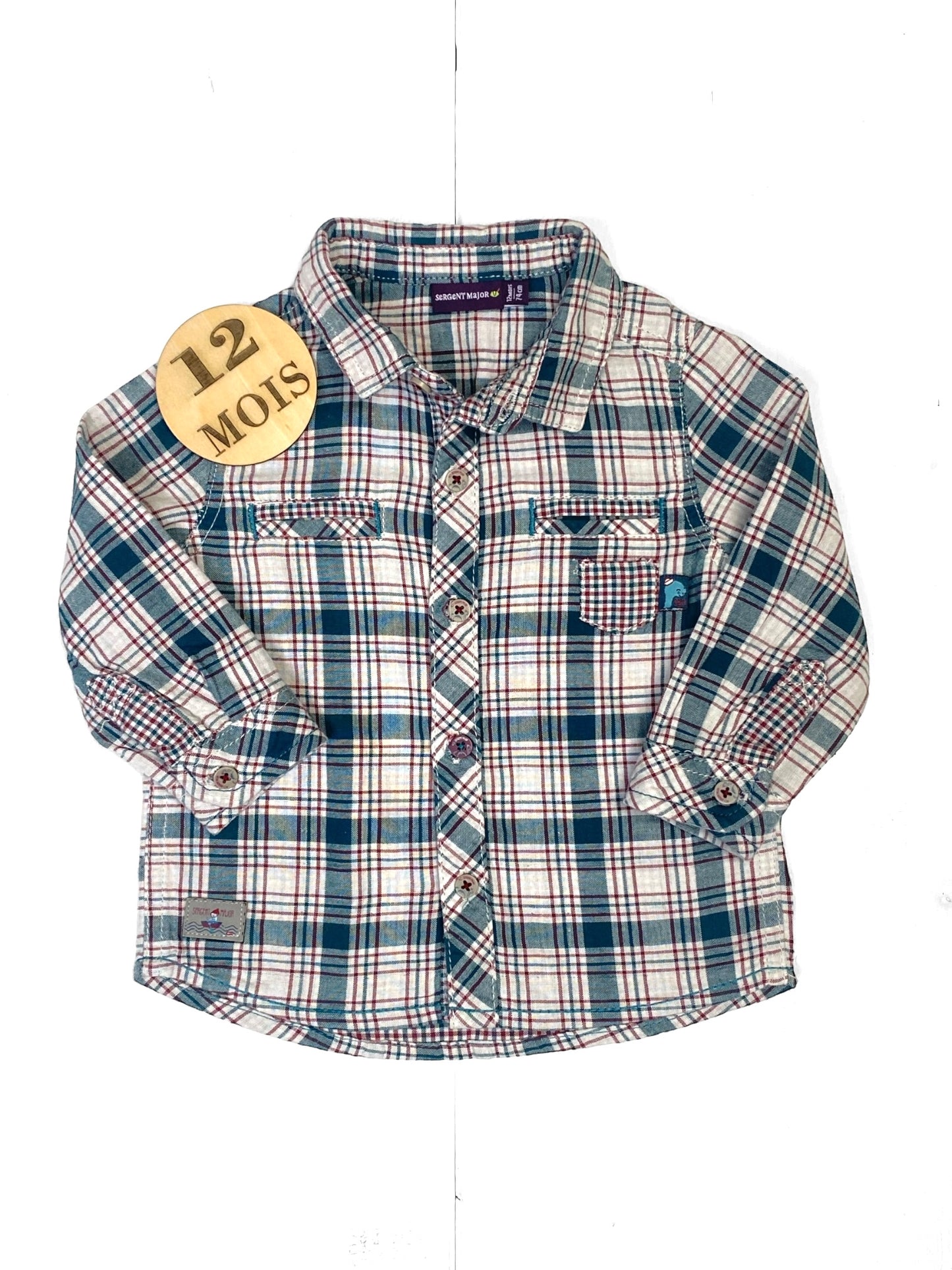 Chemise à carreaux, écrue, Sergent Major