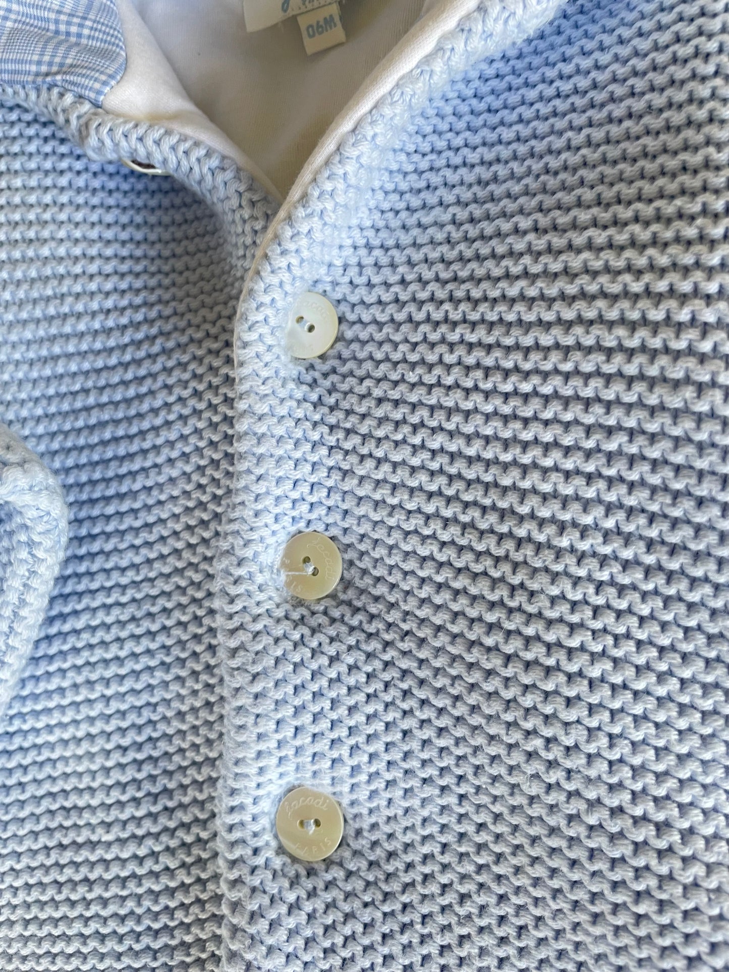 Manteau en mailles, bleu, doublé coton Jacadi