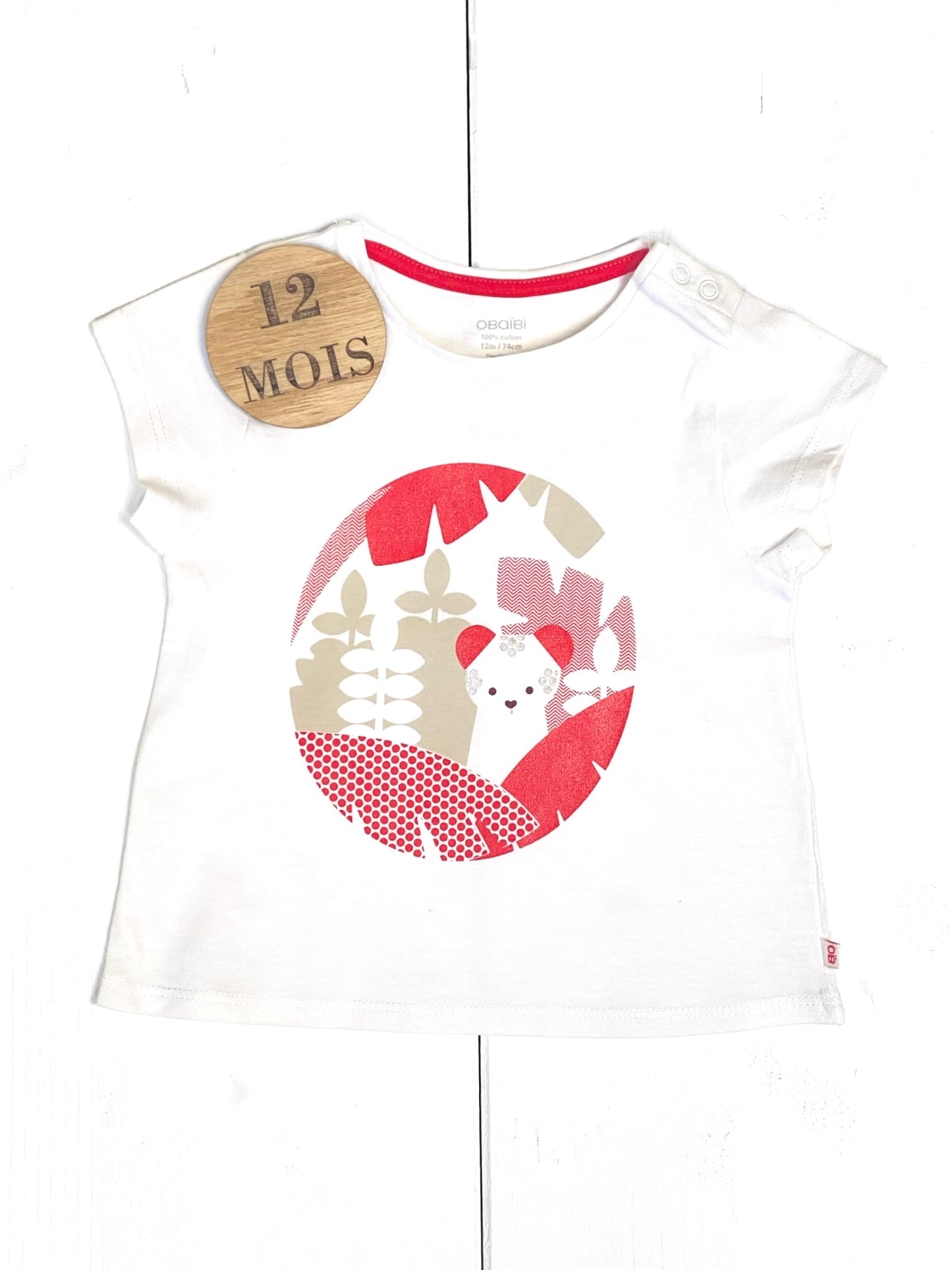 Tee-shirt blanc et rouge, Obaïbi