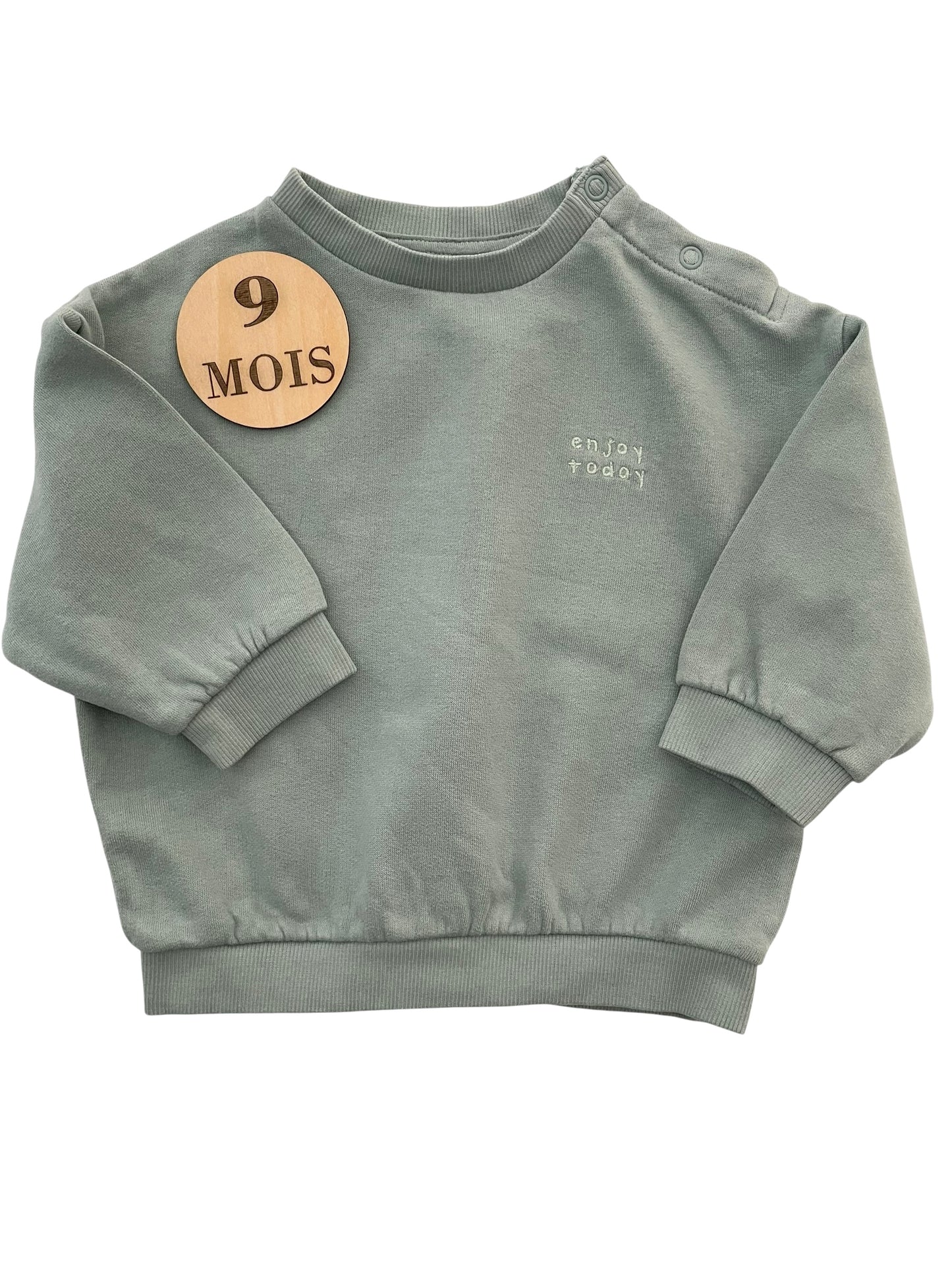 Sweat uni gris-vert, Kiabi