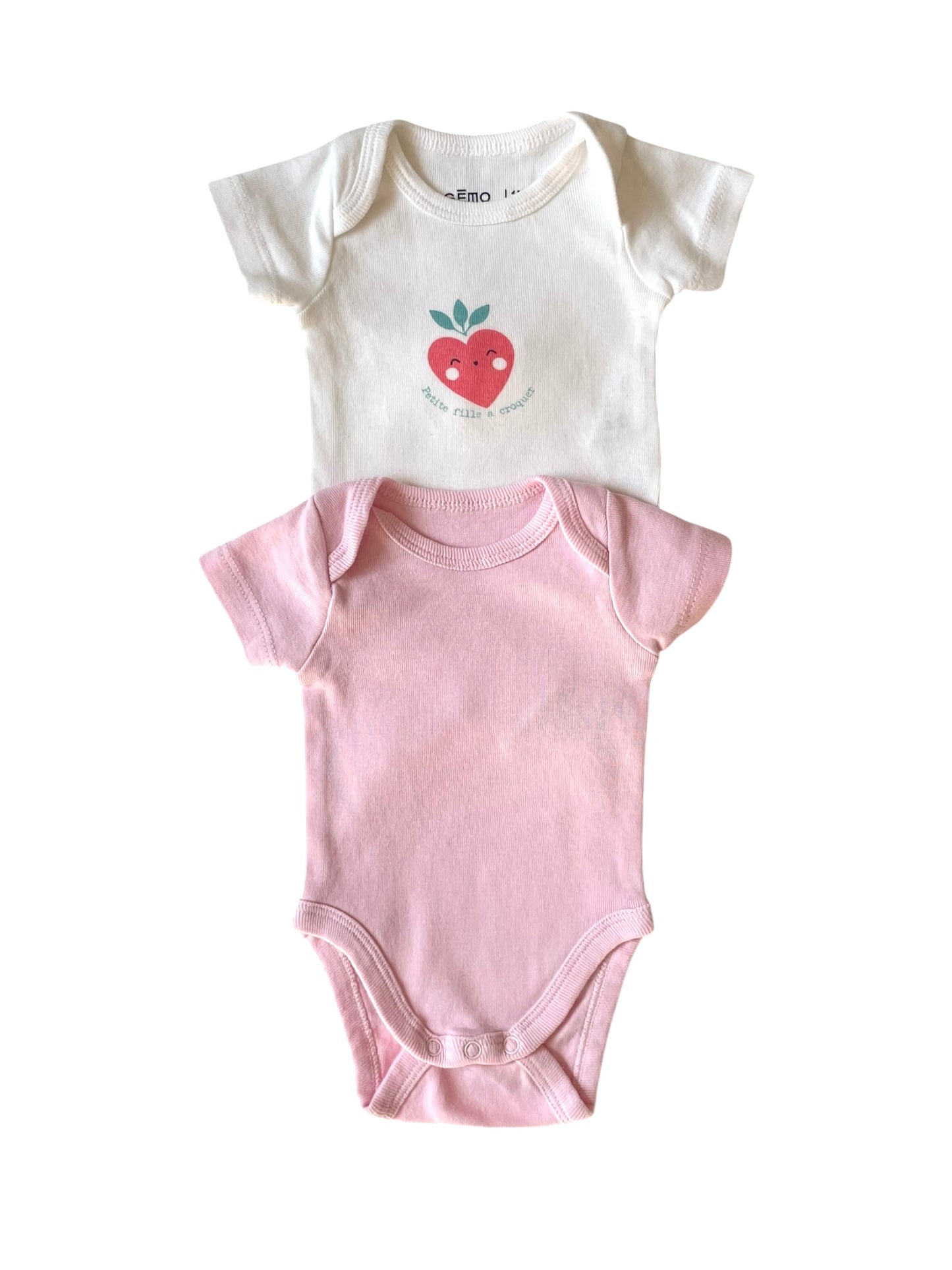 Lot 2 bodies rose et blanc, Gémo