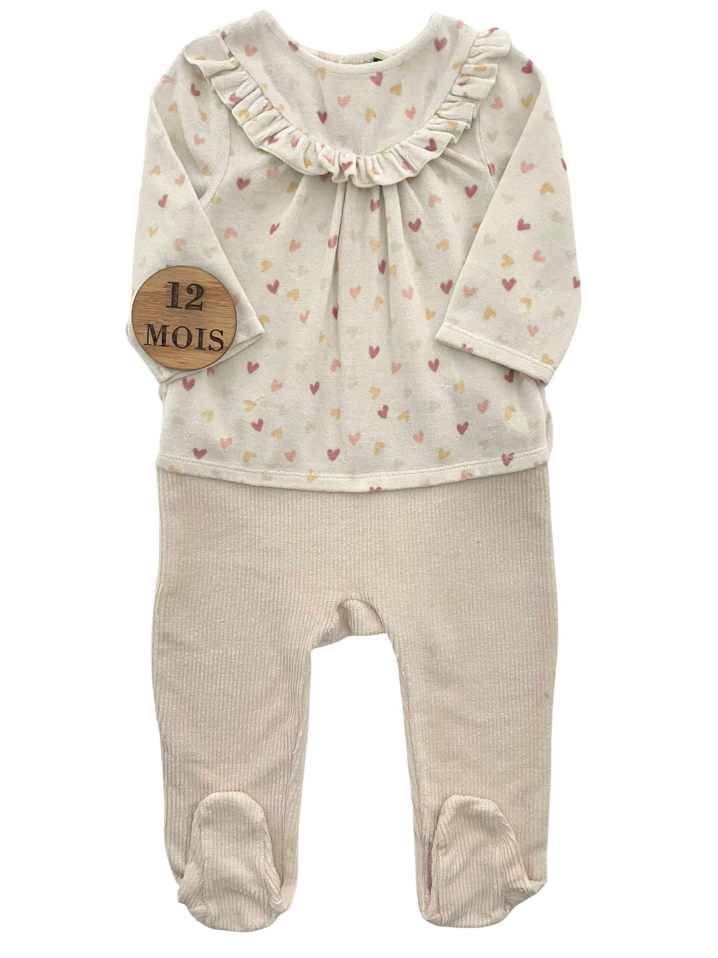 Pyjama velours, rose / crème, TAO