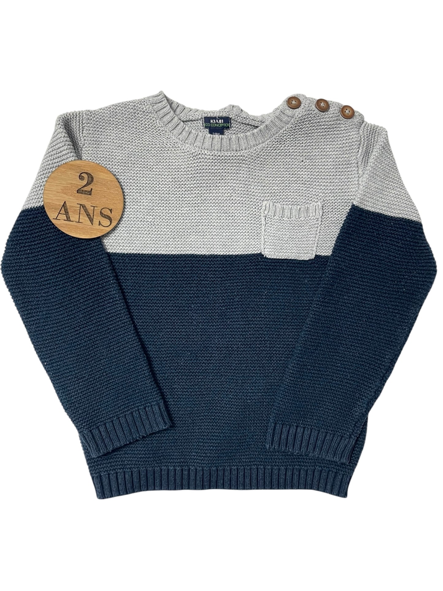 Pull en mailles, bi-colore, Kiabi