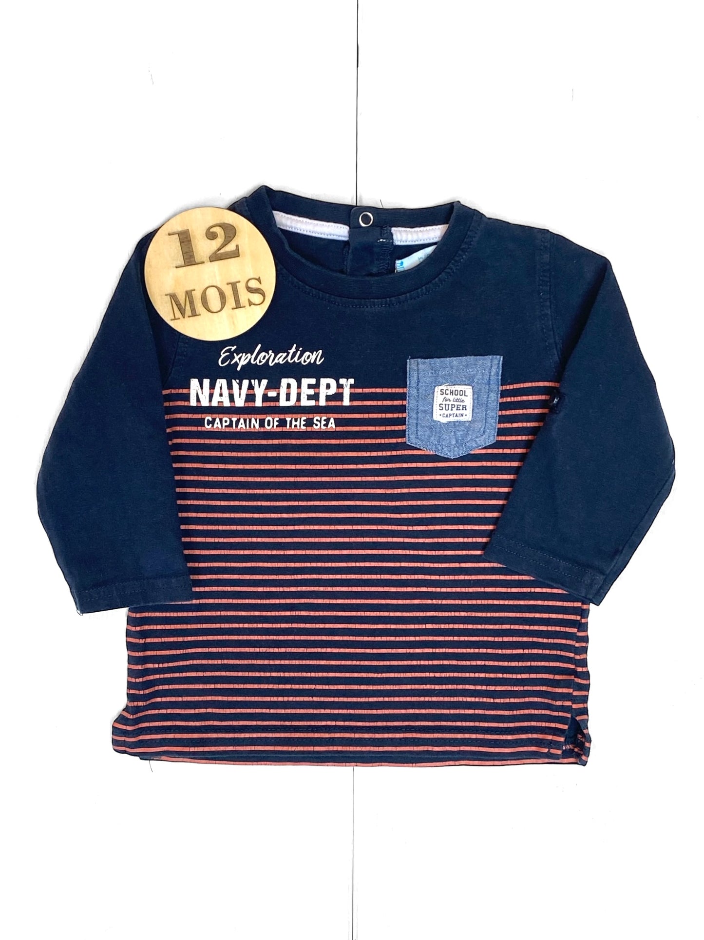 Tee-shirt rayé, bleu-marine, Gémo
