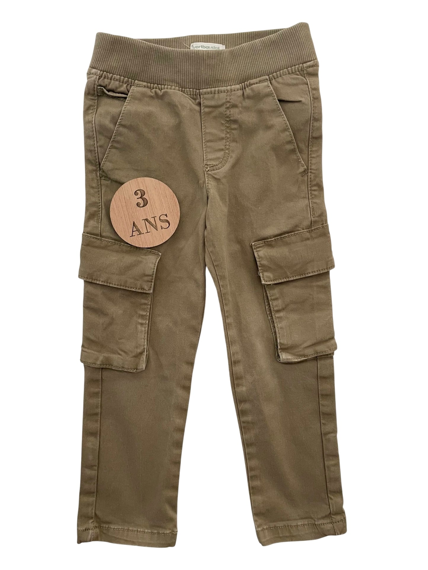 Pantalon cargo, taille élastique, marron, Vertbaudet