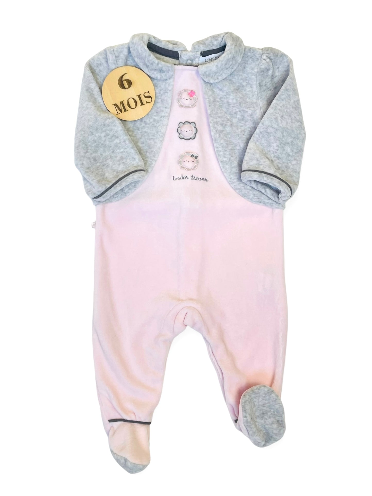 Pyjama velours rose et gris, Obaïbi