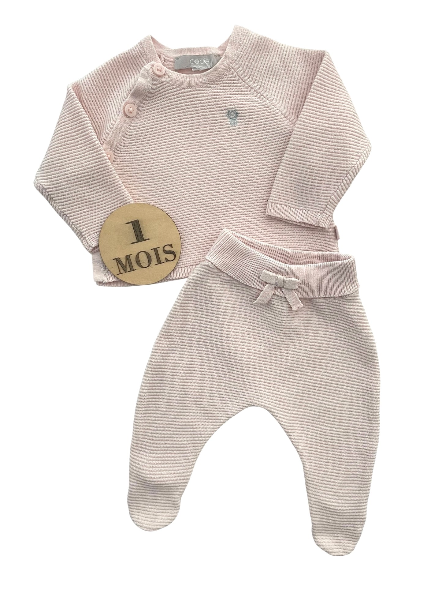 Ensemble brassière et pantalon en mailles, rose, Obaïbi