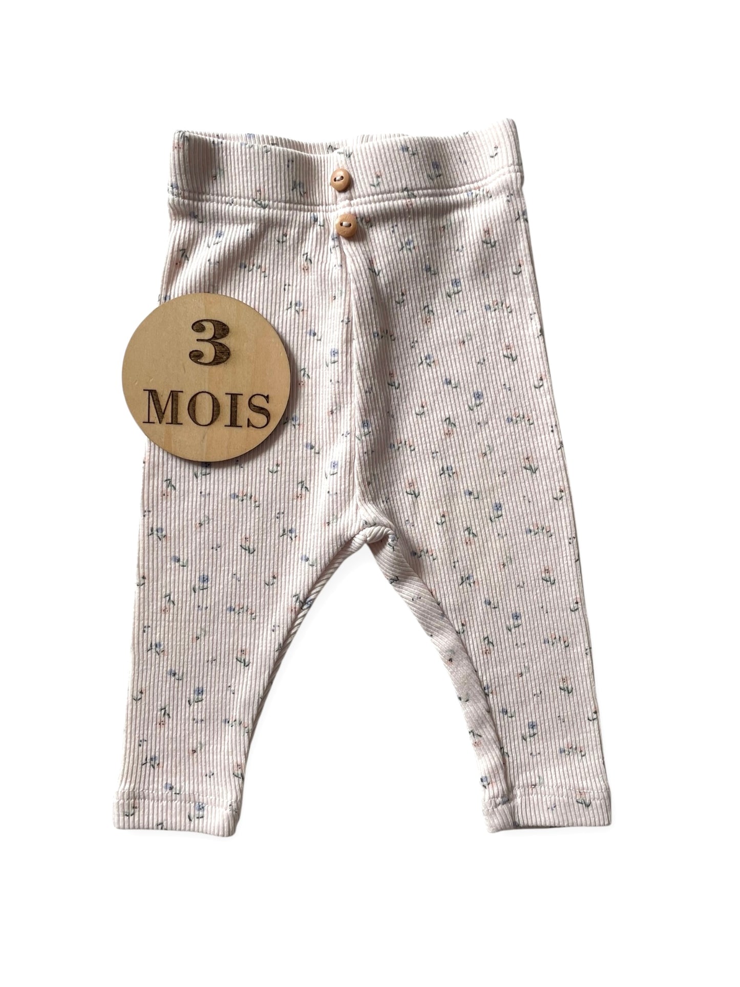 Legging côtelé fleuri, Kiabi