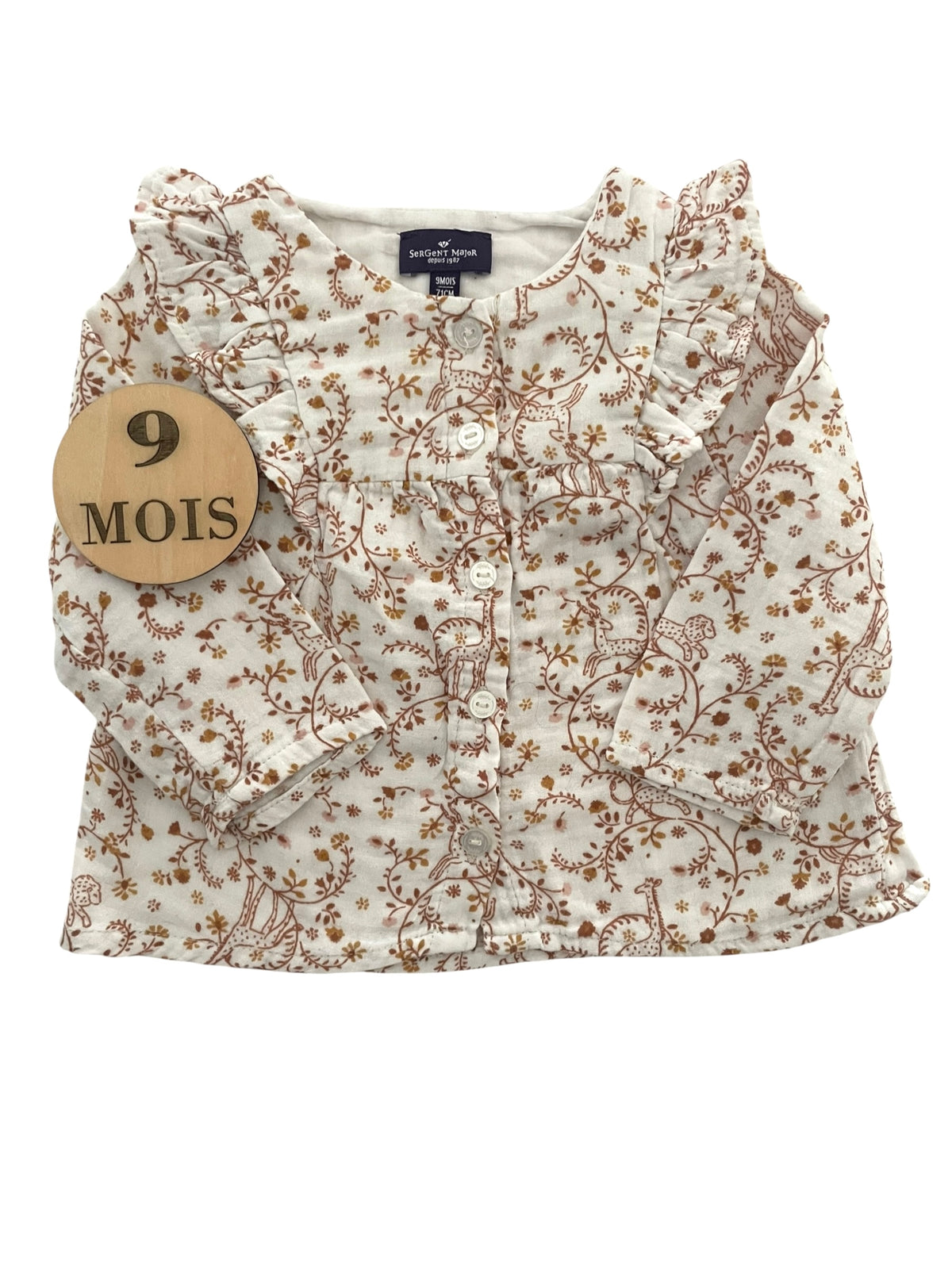 Chemisier gaze de coton, animaux, Sergent Major