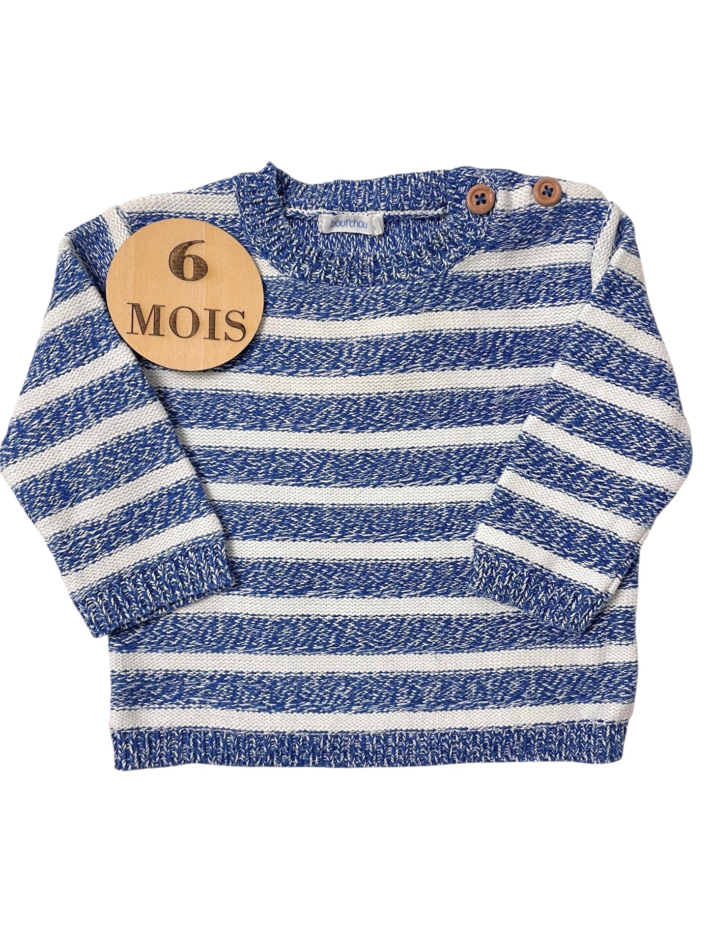 Pull rayé, bleu, Bout’chou