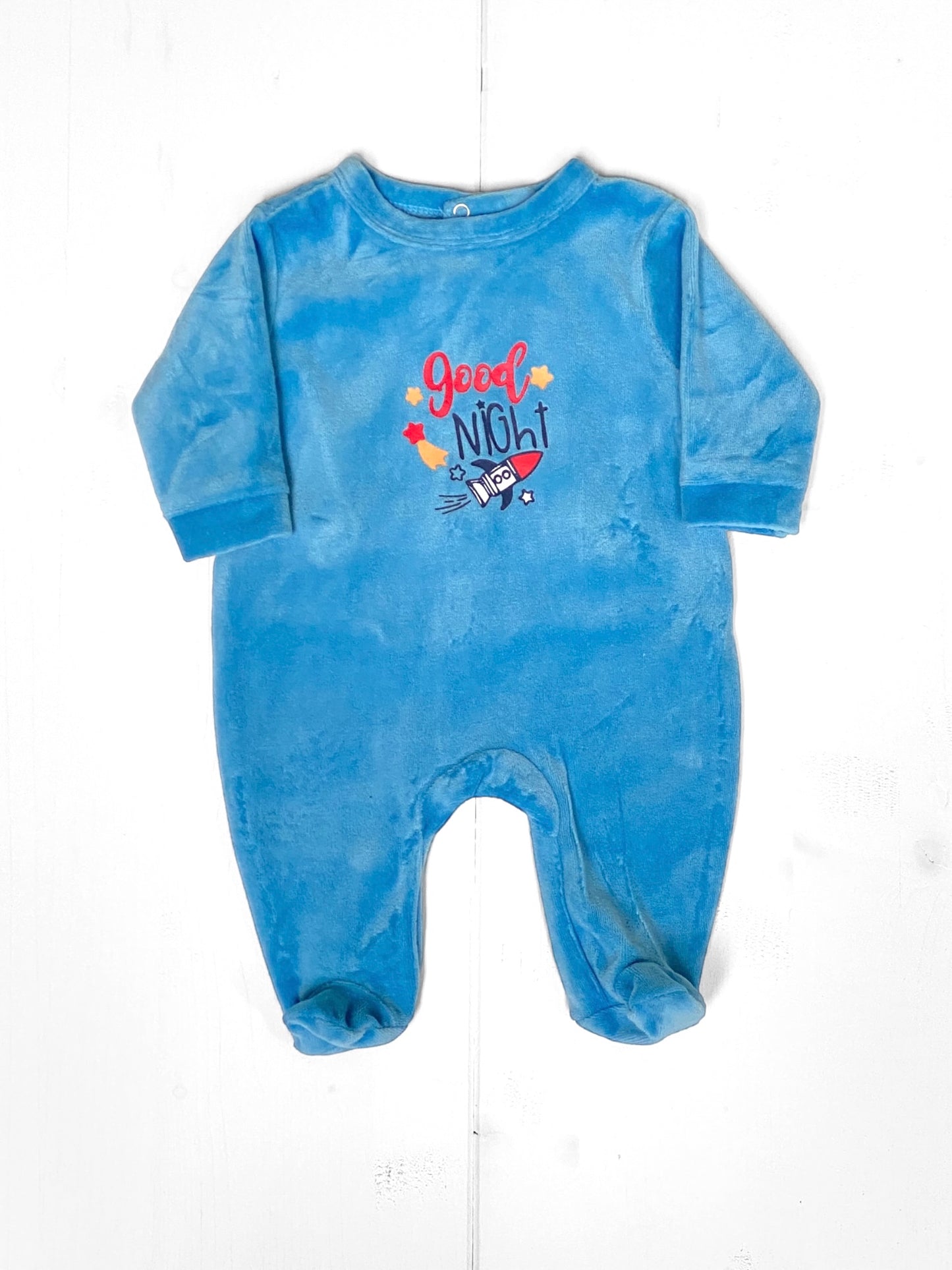 Pyjama velours, bleu, fusée
