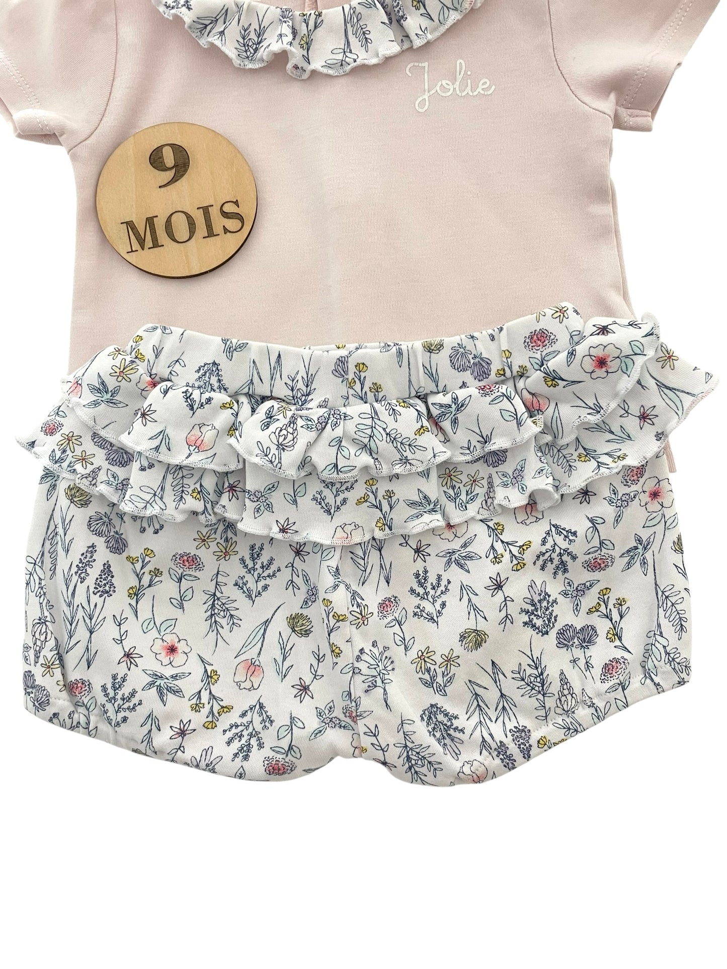 Ensemble tee-shirt rose et short fleuri, Carrément Beau