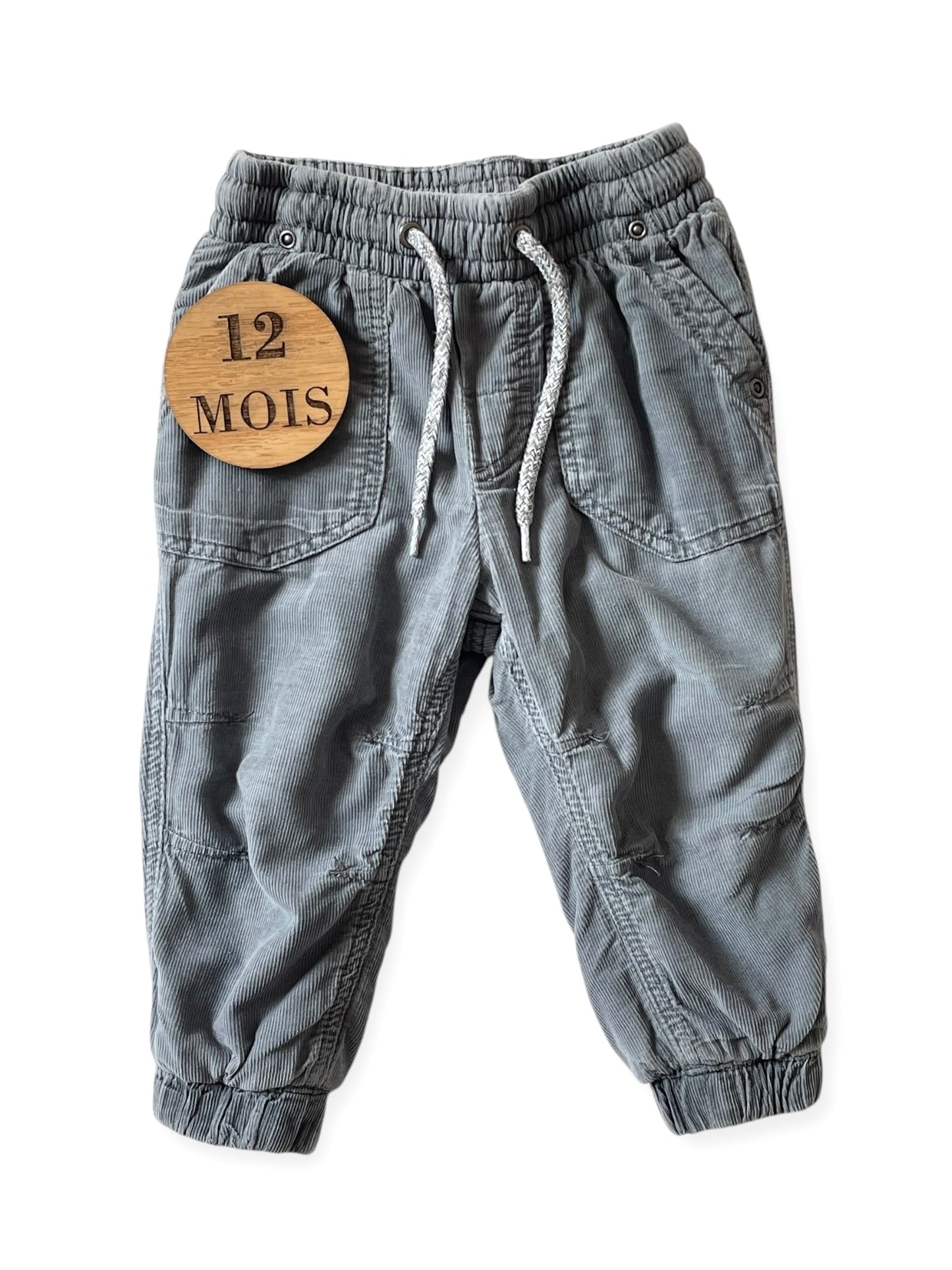 Pantalon velours gris, doublé coton, H&M