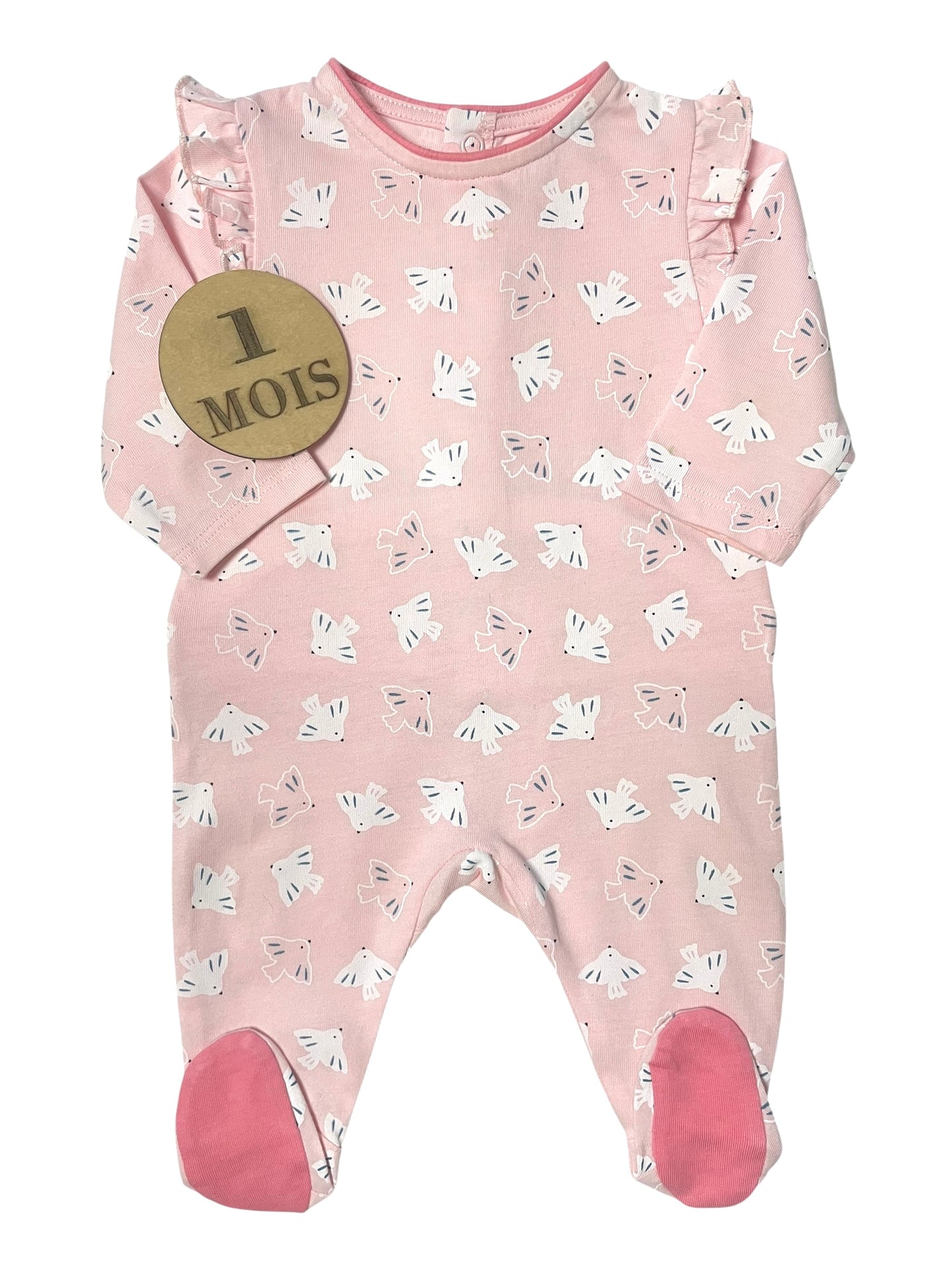 Pyjama coton, rose, oiseaux, Obaïbi