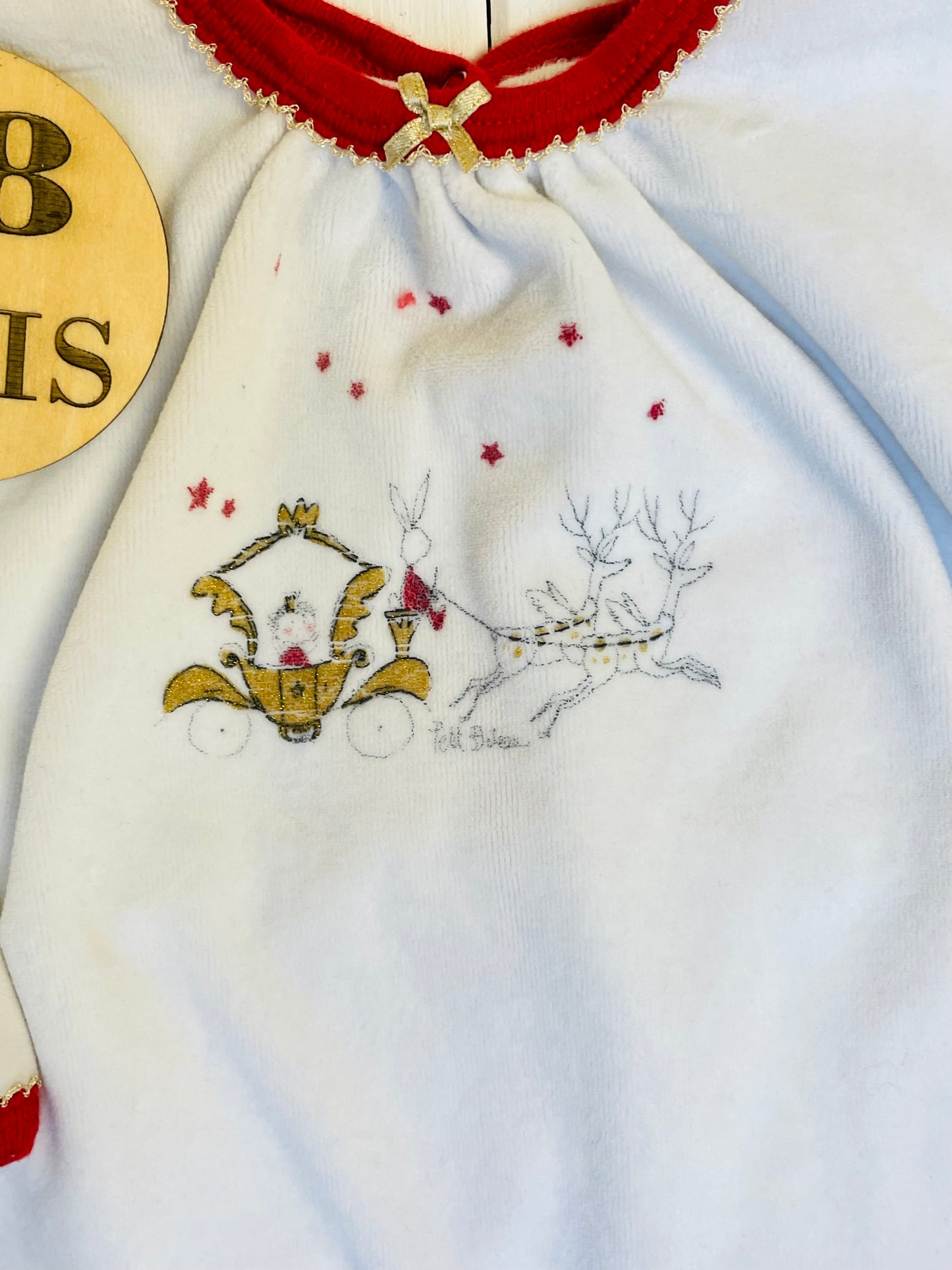 Pyjama velours blanc Noël, Petit Bateau