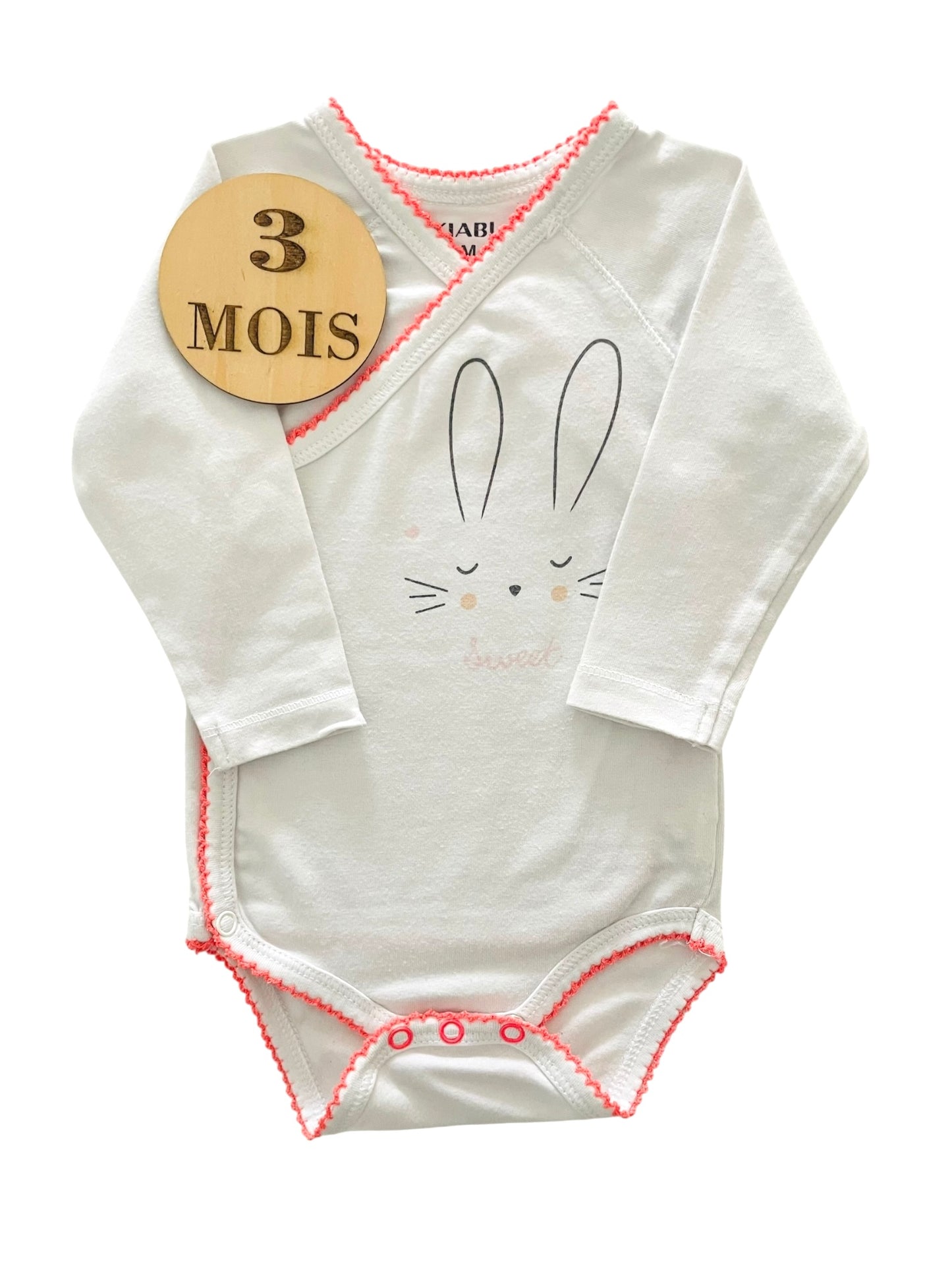Body blanc, lapin, Kiabi