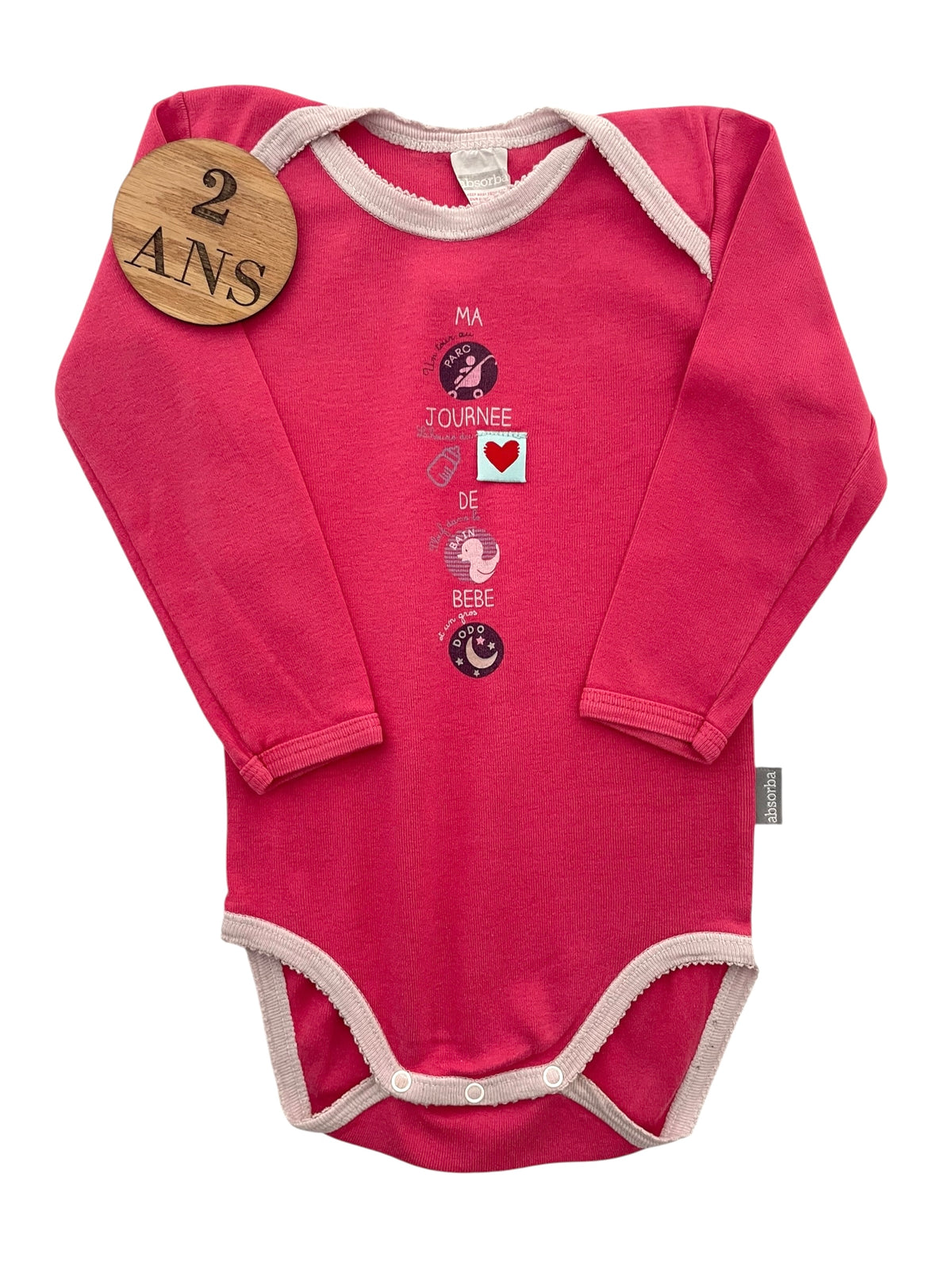 Body framboise, ma journée de bébé Absorba