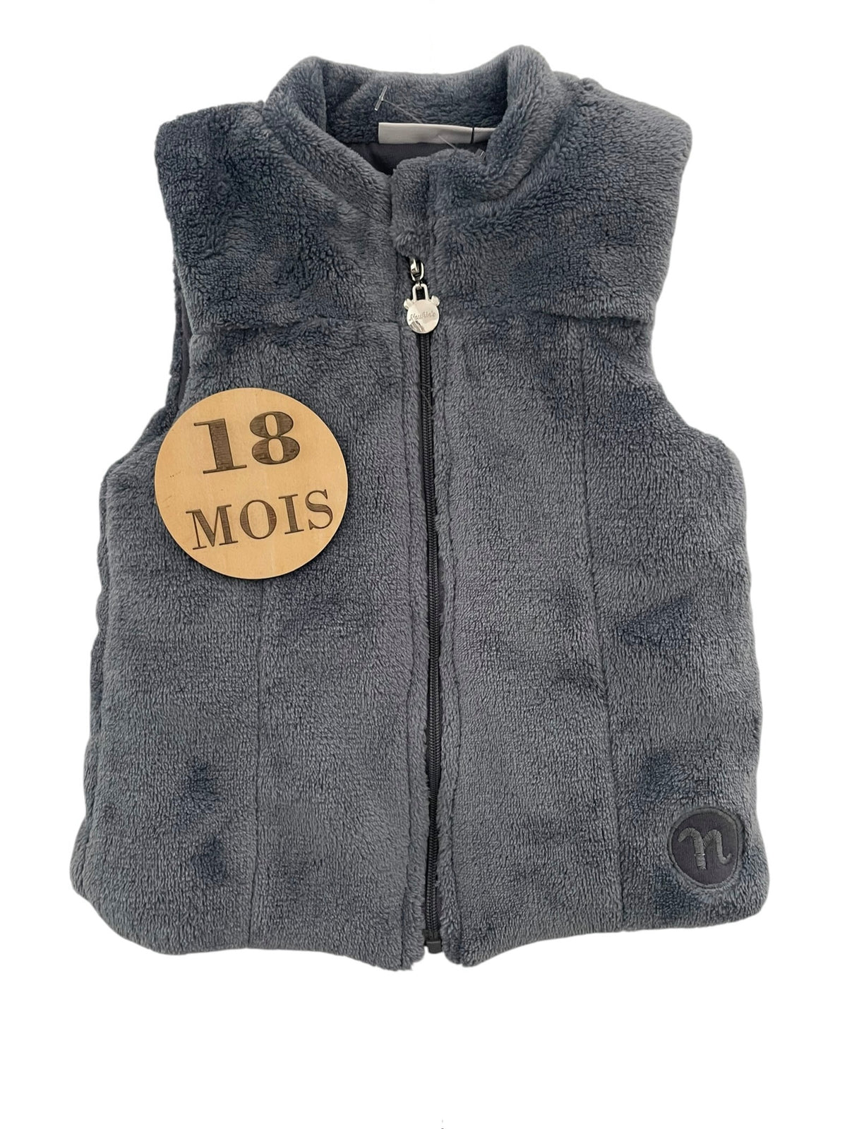 Gilet épais, fausse fourrure, gris, Noukie’s (état neuf)