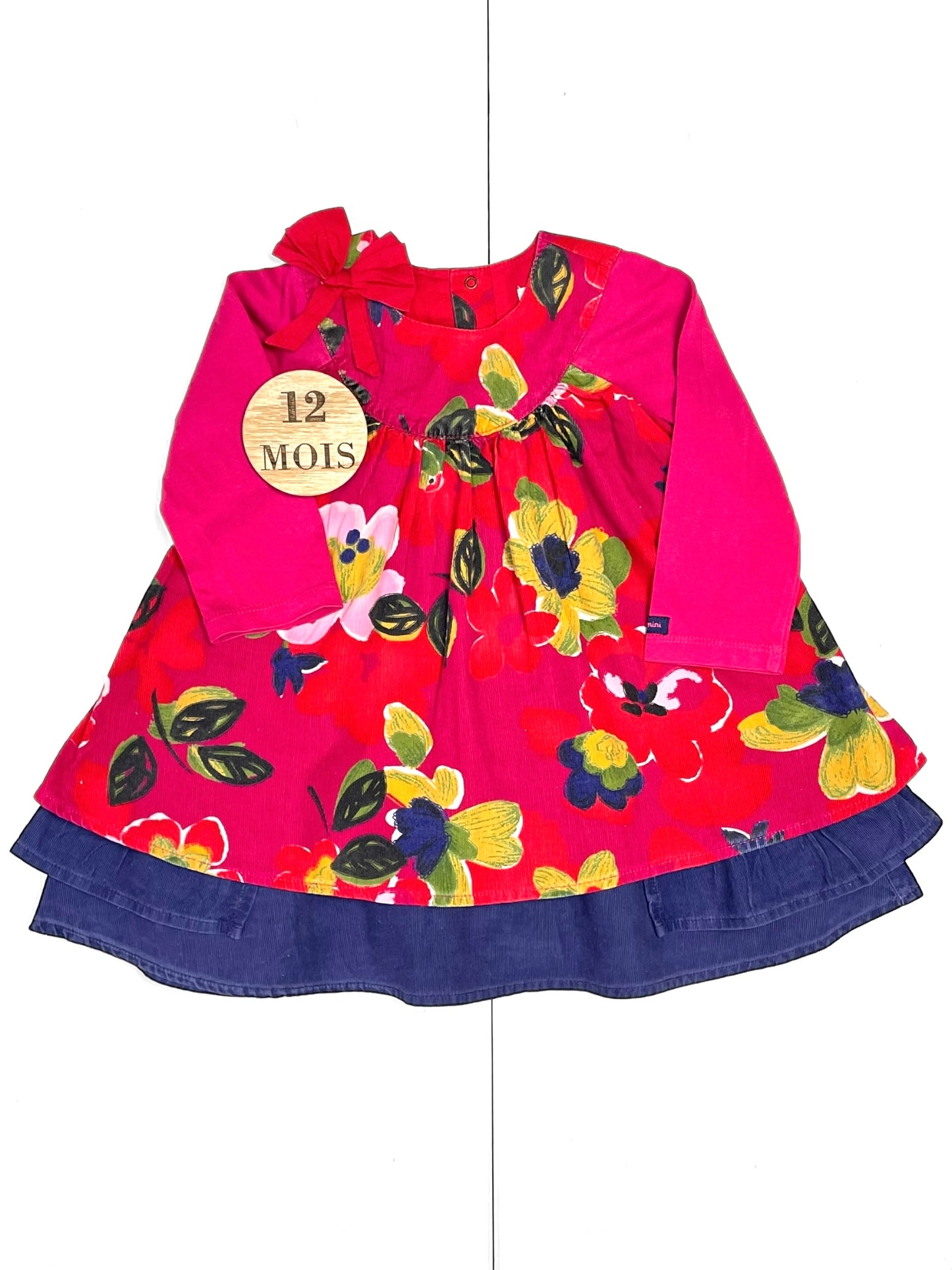 Robe fleurie velours côtelé , doublée, Catimini
