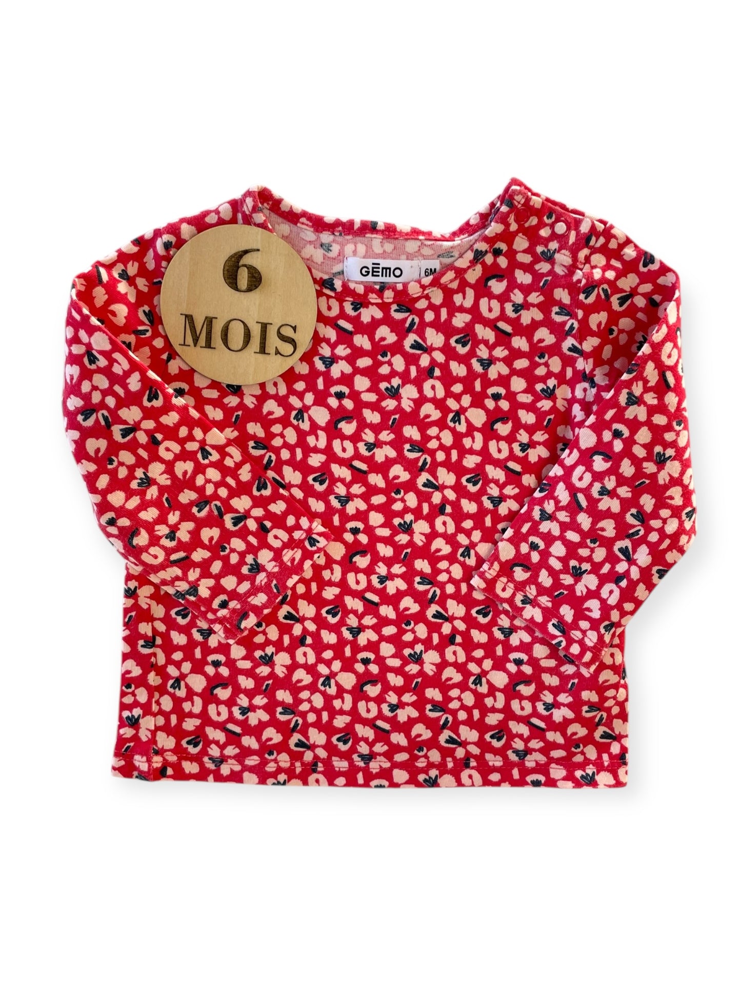 Tee-shirt rouge, fleurie, Gémo