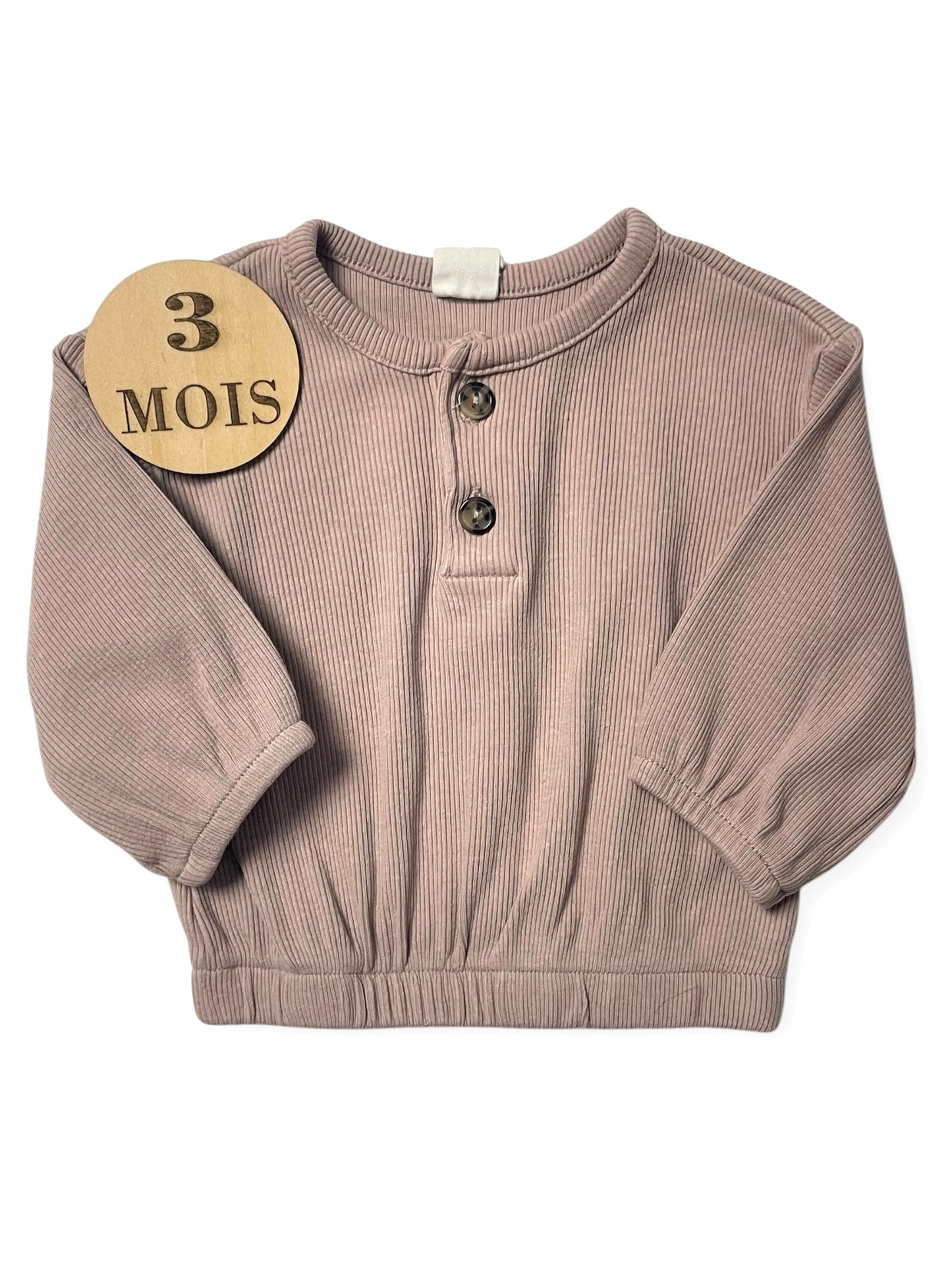 Tee-shirt côtelé, taupe, H&M